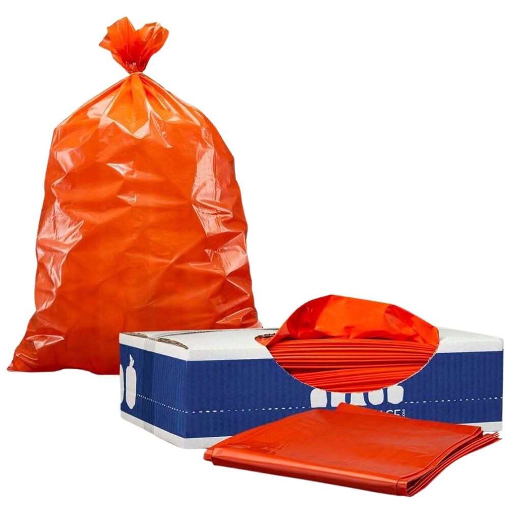 Plasticplace 55-60 Gallon Trash Bags, Orange, 1.2 Mil, 50 Count