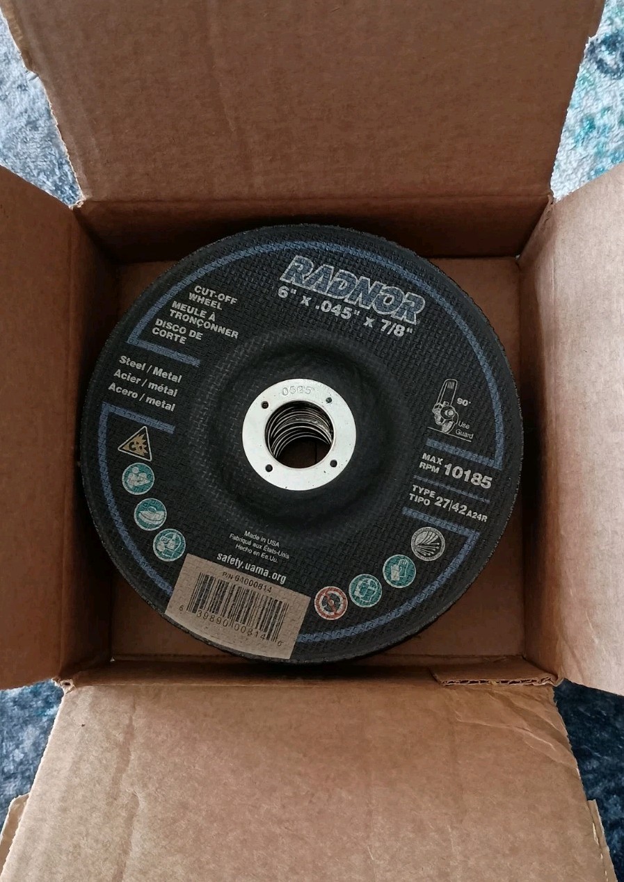 (QTY 25) Radnor 64000814: Steel Metal Cut-Off Wheel 6 in x .045 in x 7/8 in