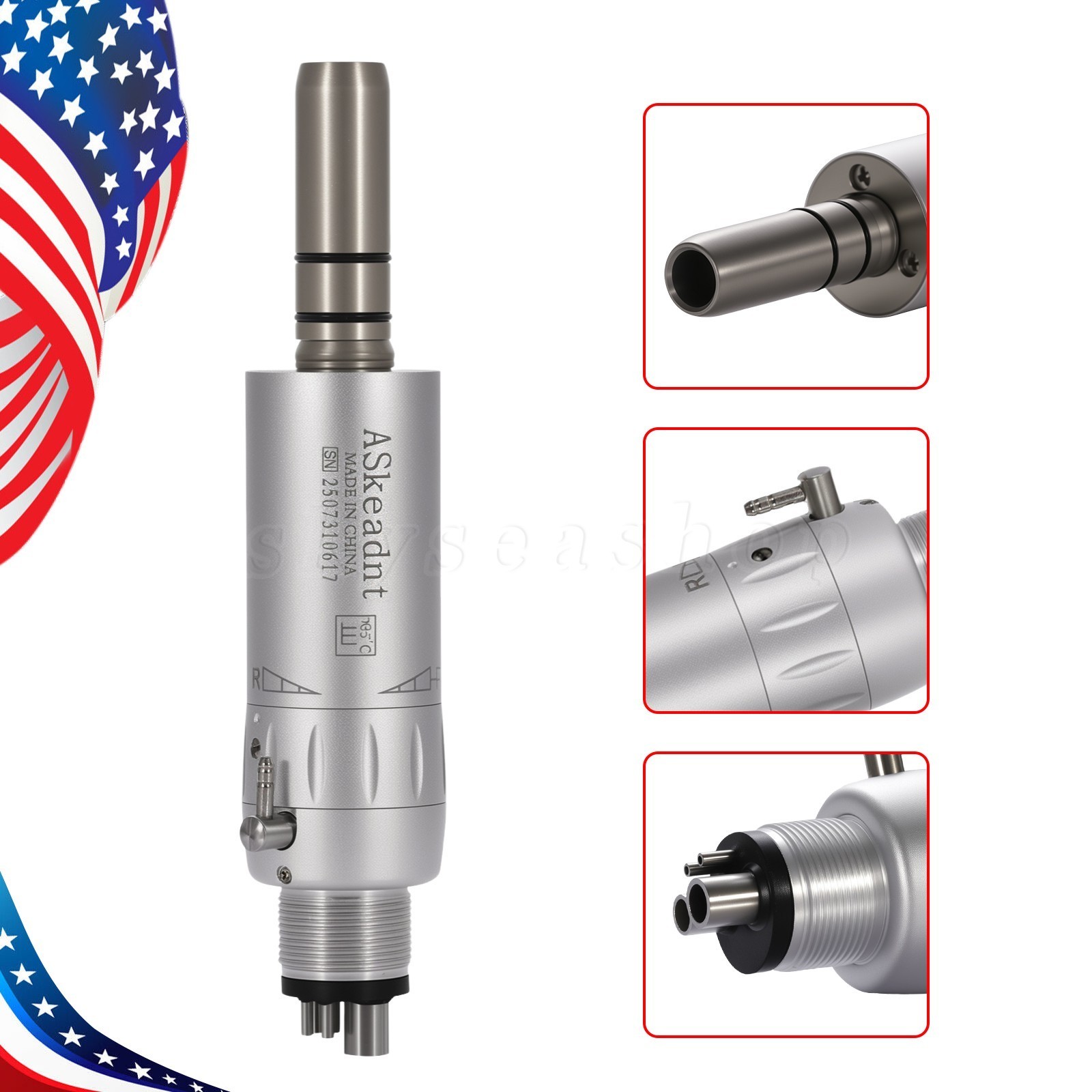 1-10 ASkeadnt Dental Slow Low Speed Handpiece Air Motor E-type 4Holes Micromotor