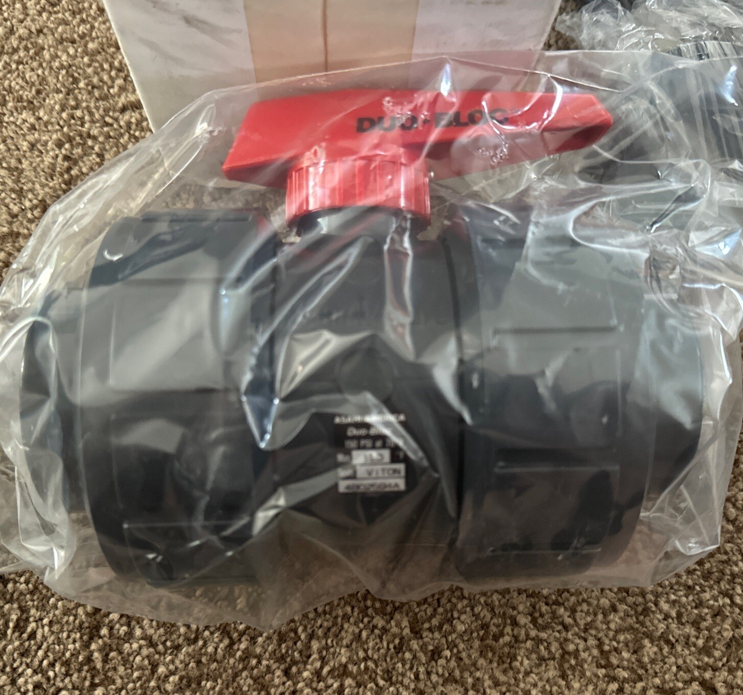 NEW ASAHI VBB DUO BLOC BALL VALVE, 2″ U-PVC, ANSI #40 VITON BBA-0329 Y2402A