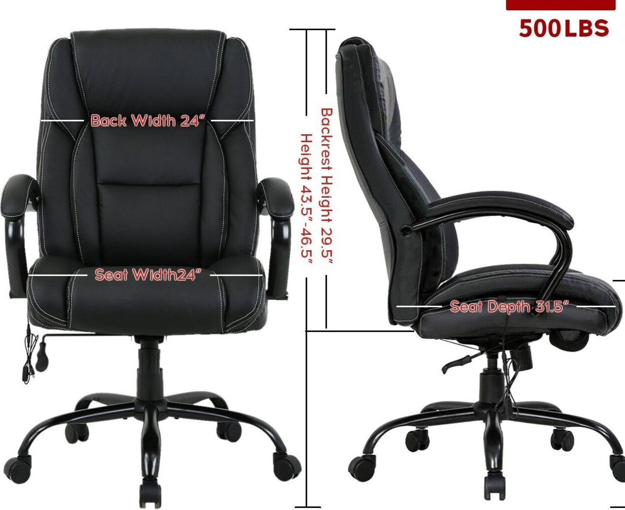 500lb big and tall leather heavy duty wide ergonomic executive High back chair