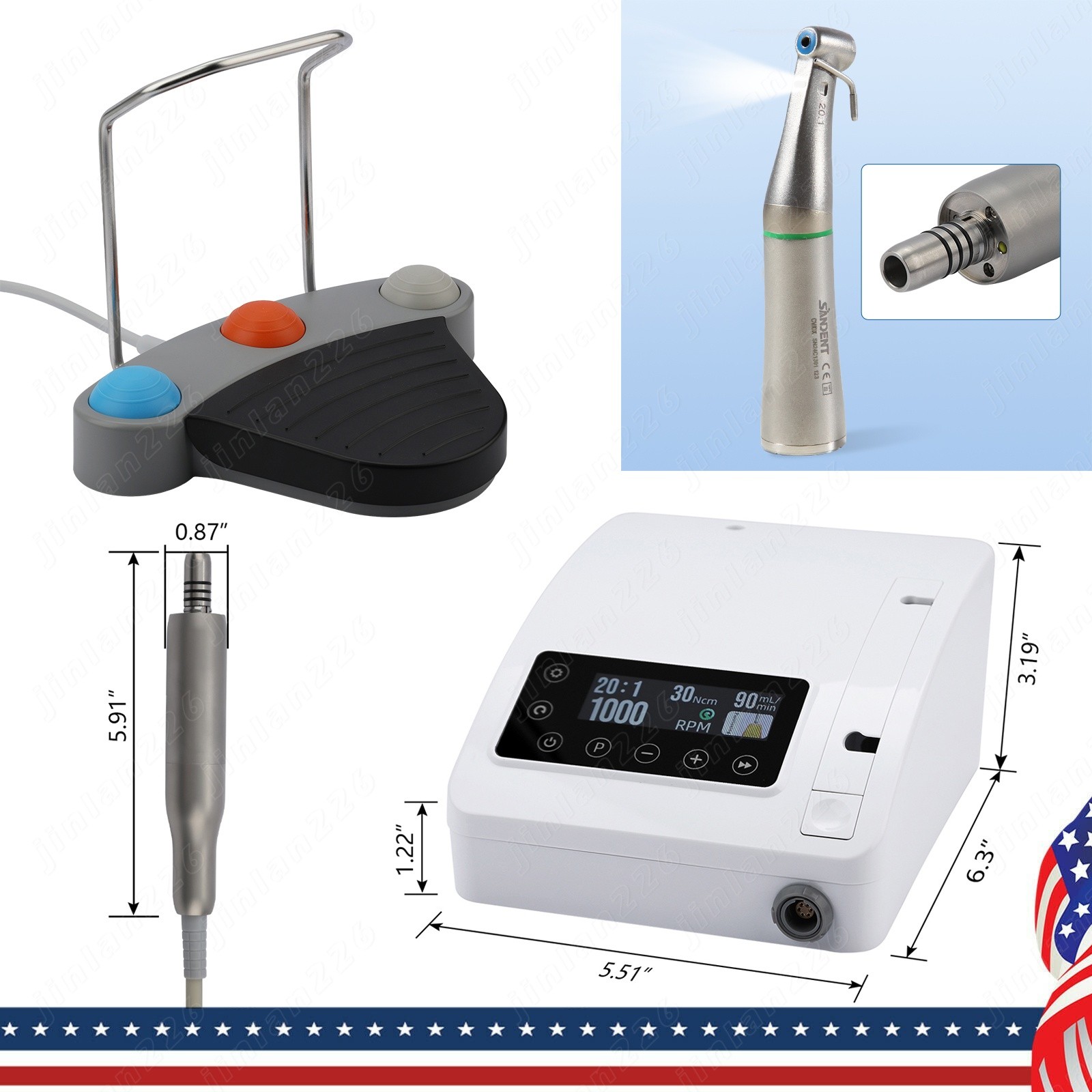 Mini Dental Implant System Motor Surgical Brushless +20:1 Contra Angle Handpiece
