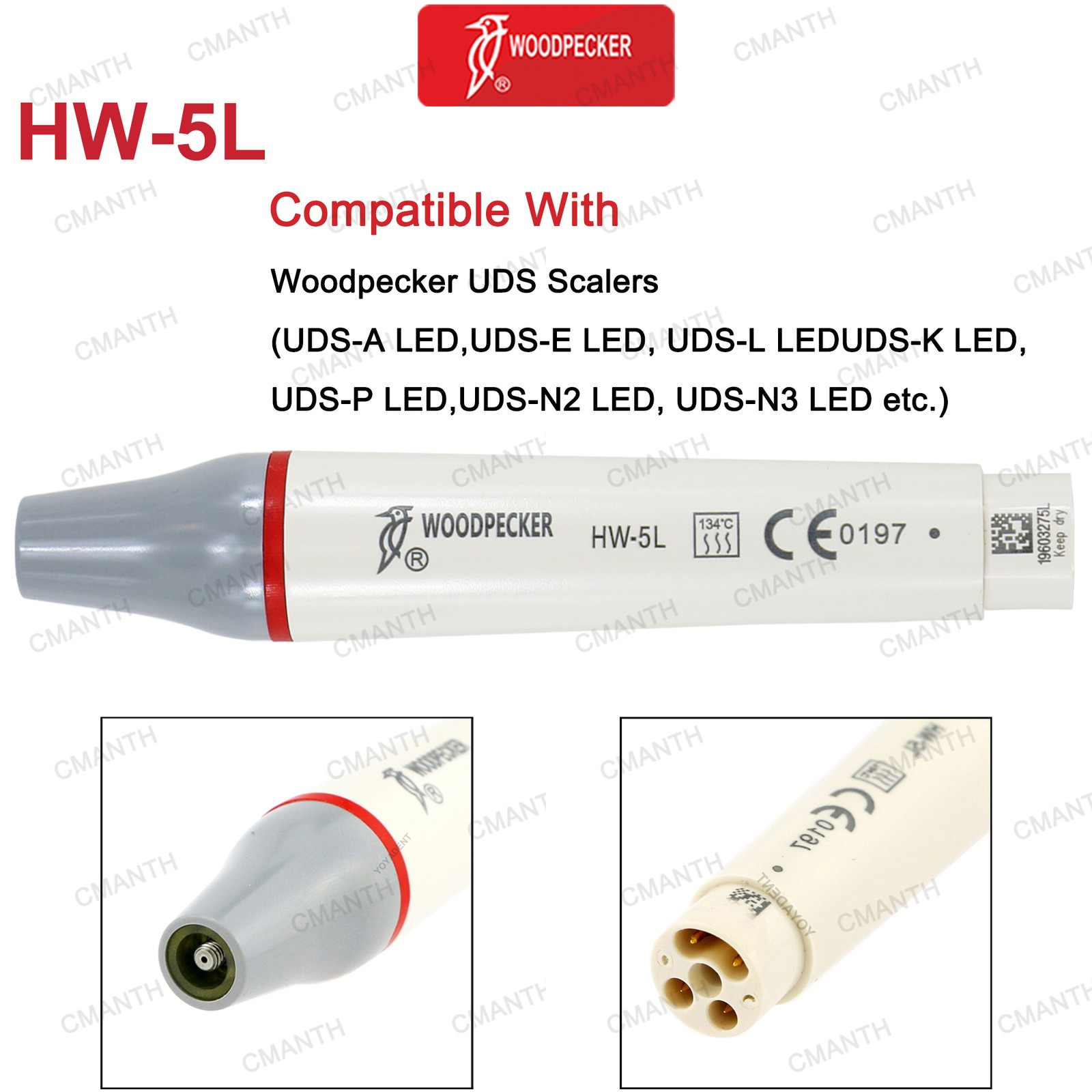 WOODPECKER DTE Dental Ultrasonic Scaler Handpiece LED Fit For EMS NSK SATELEC