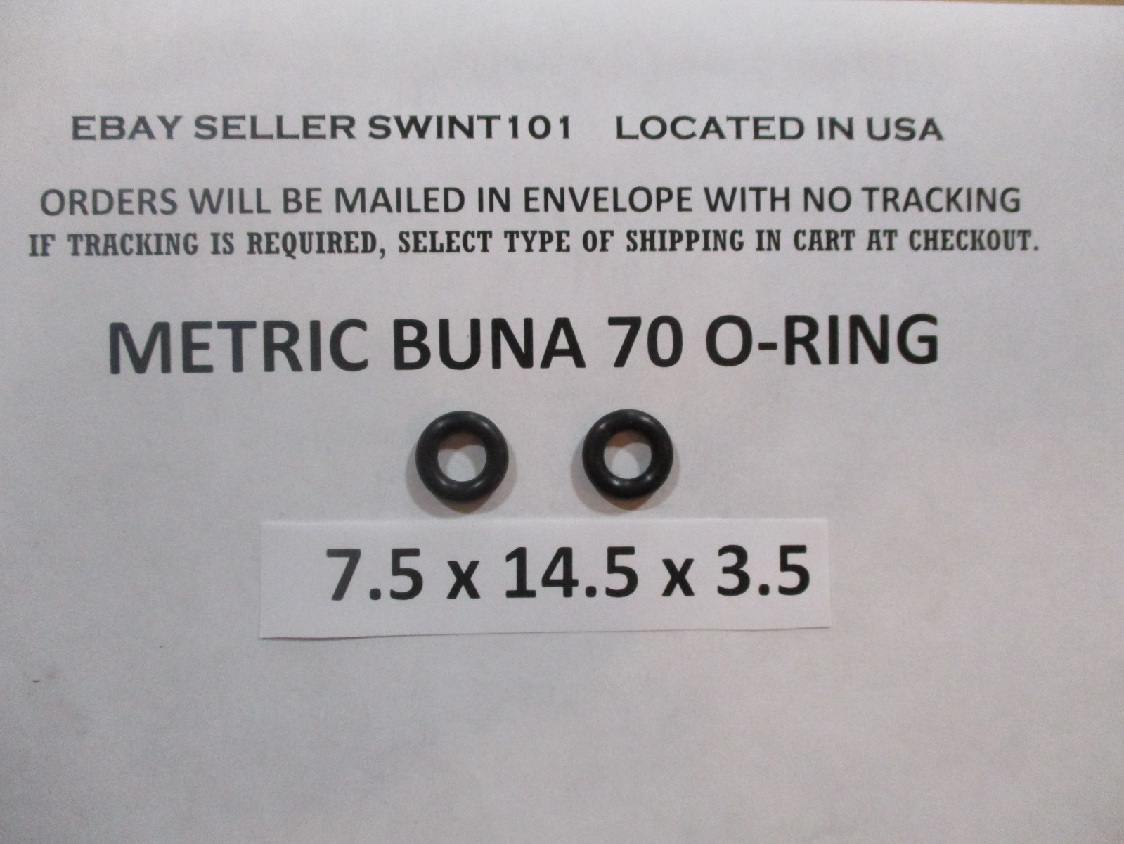 7.5mmID x 14.5mm OD x 3.5mm thick O-ring. Buna-70. Quan 2.