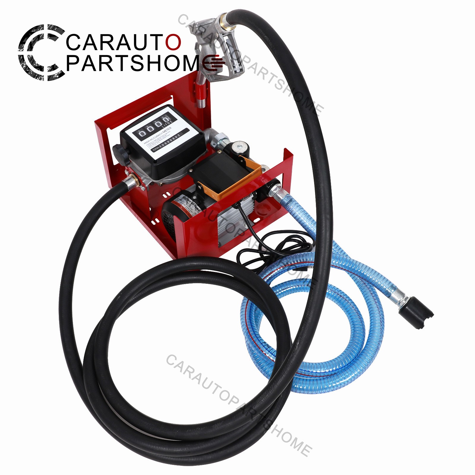 16GPM 110V Electric Oil Fuel Diesel Gas Transfer Pump w/Meter Manual Nozzle Hose