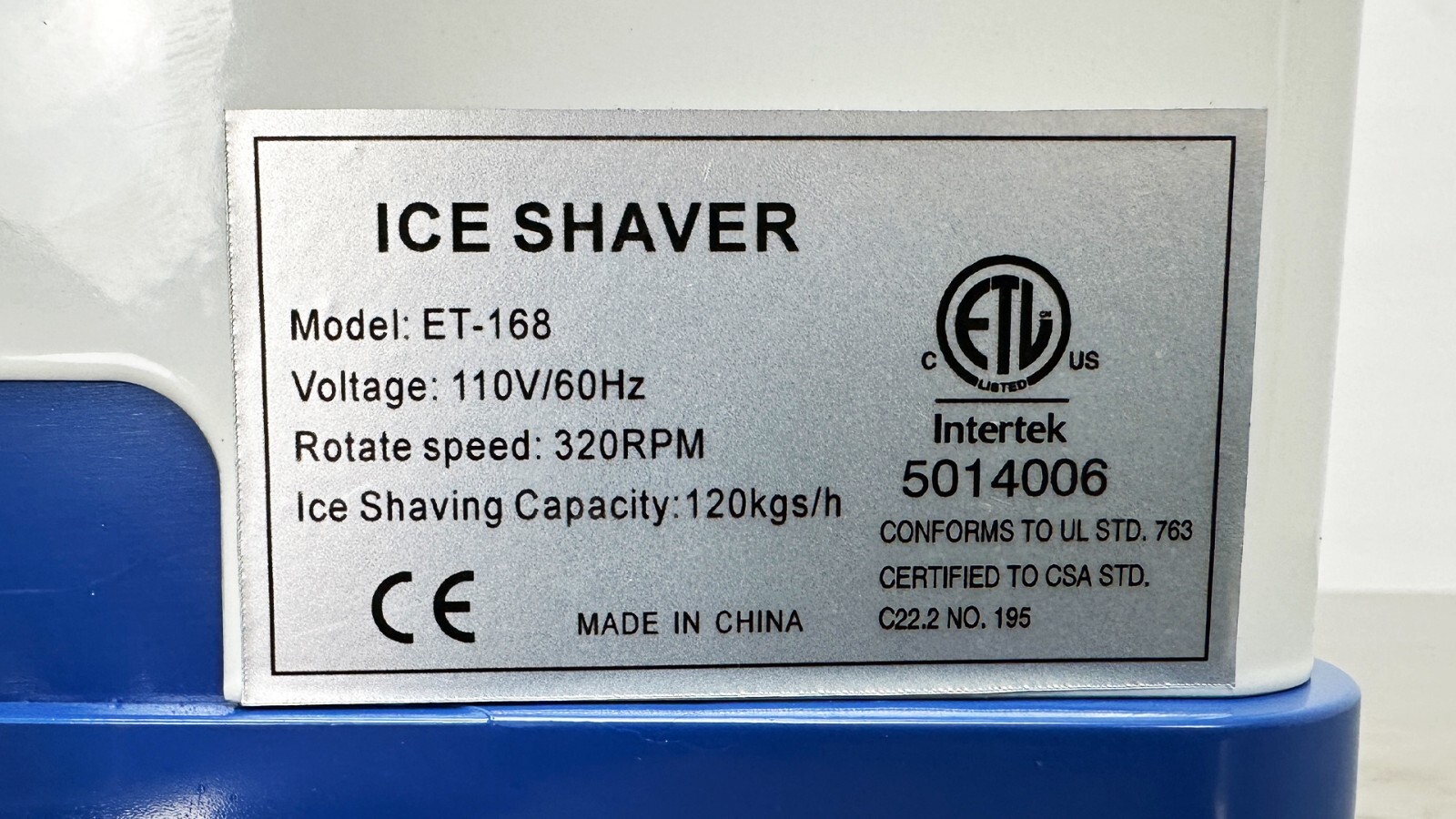 NSF Commercial Ice Shaver Snow Cone Maker 265lb/Hr Shaved Ice Machine 320 RPM