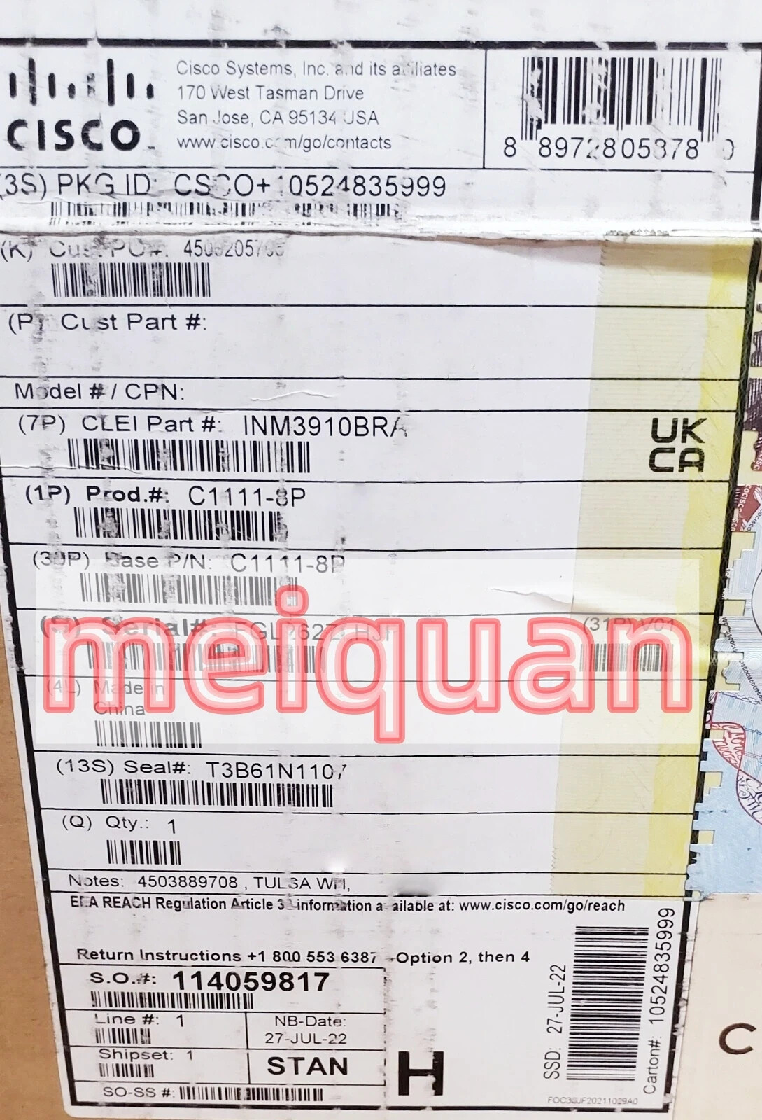 CISCO C1111-8P Integrated Services Router Fast Delivery！