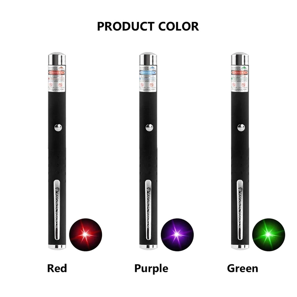 3 Pack Class II Presentation Laser Pointer Pens Red Green Violet 1mW AAA