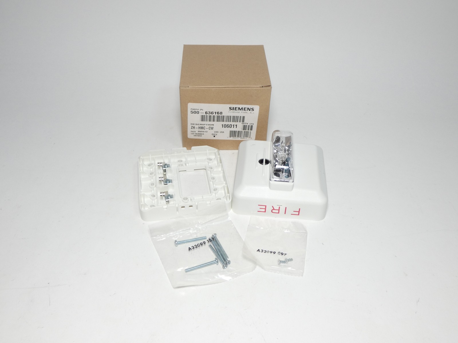 Siemens 500-636168 ZH-HMC-CW Ceiling-Mounted Fire Alarm Horn Strobe – NEW Sur…