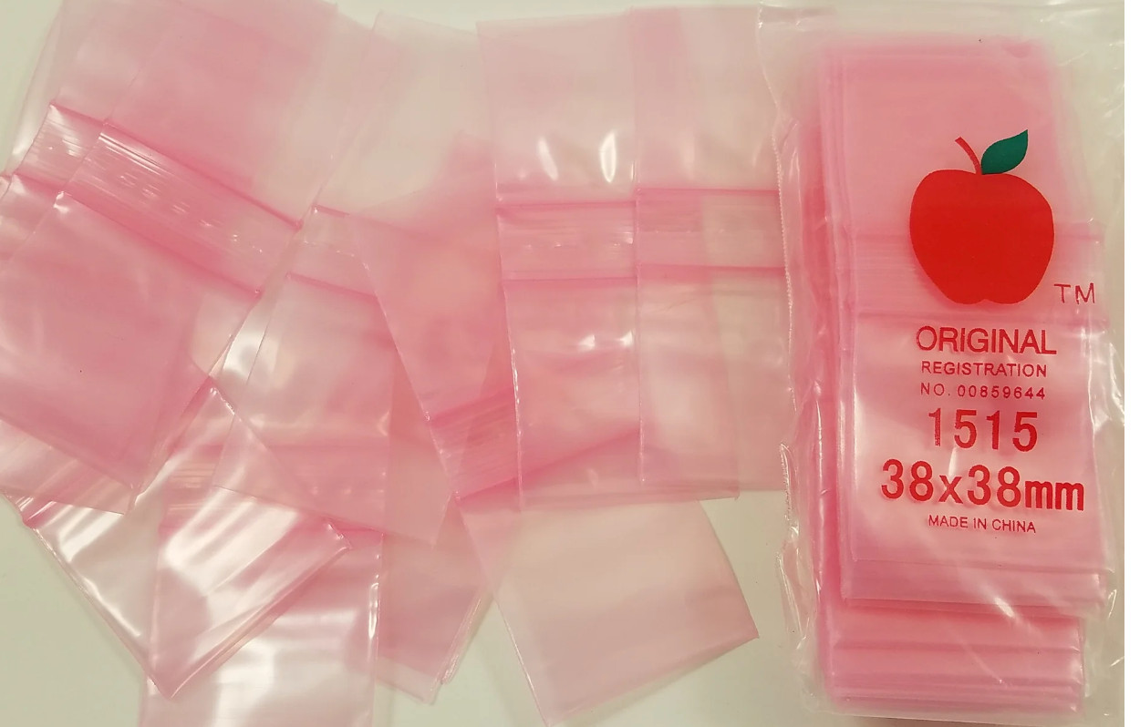 PINK MINI ZIPLOCK BAGGIES 100ct PREMIUM QUALITY DIME BAGS 1.5″ x 1.5″