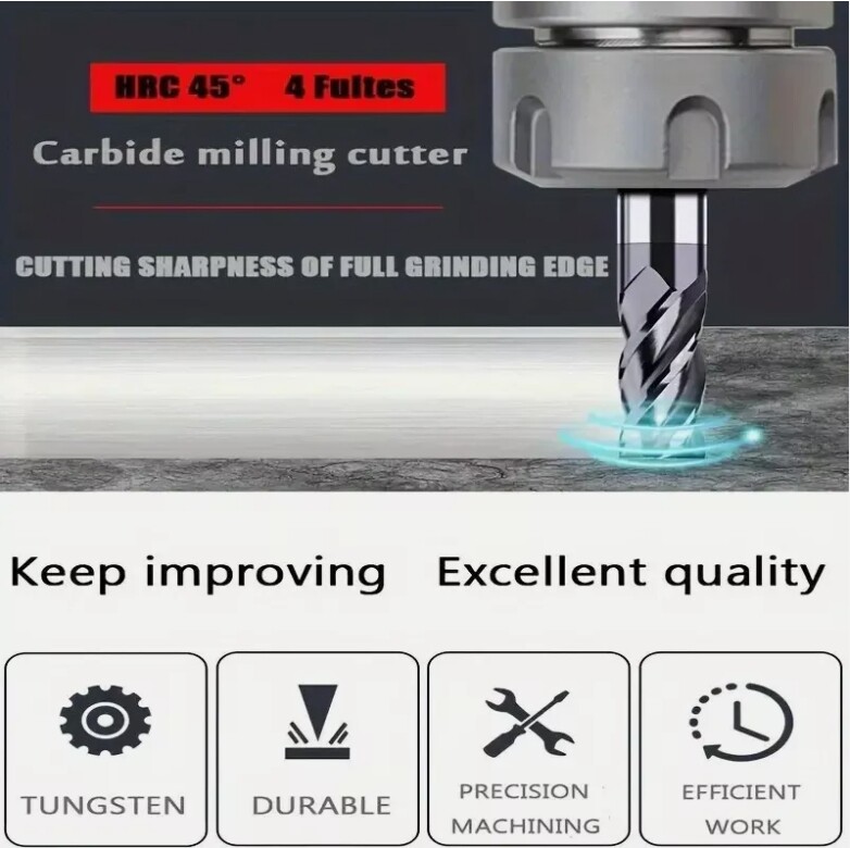 3/8″ x 1″ x 2-1/2″ 4 FLUTE SOLID CARBIDE END MILL – TiALN COATED USA