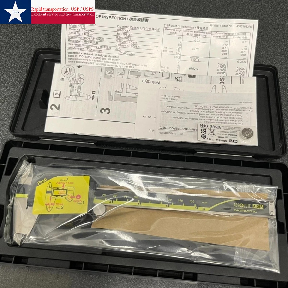 500-196-30 Japan Mitutoyo 150mm/6″ Absolute Digital Digimatic Vernier Caliper us