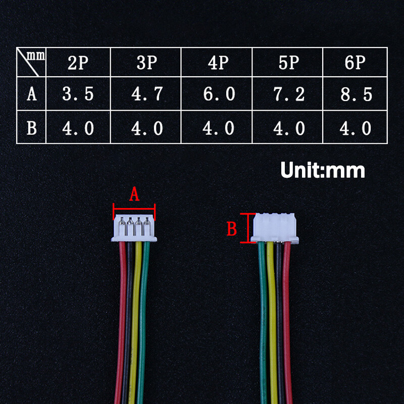 JST-PH 1.25mm Pitch Female to Female Connector Cable Wires 2 3 4 5 6 7 8 Pin