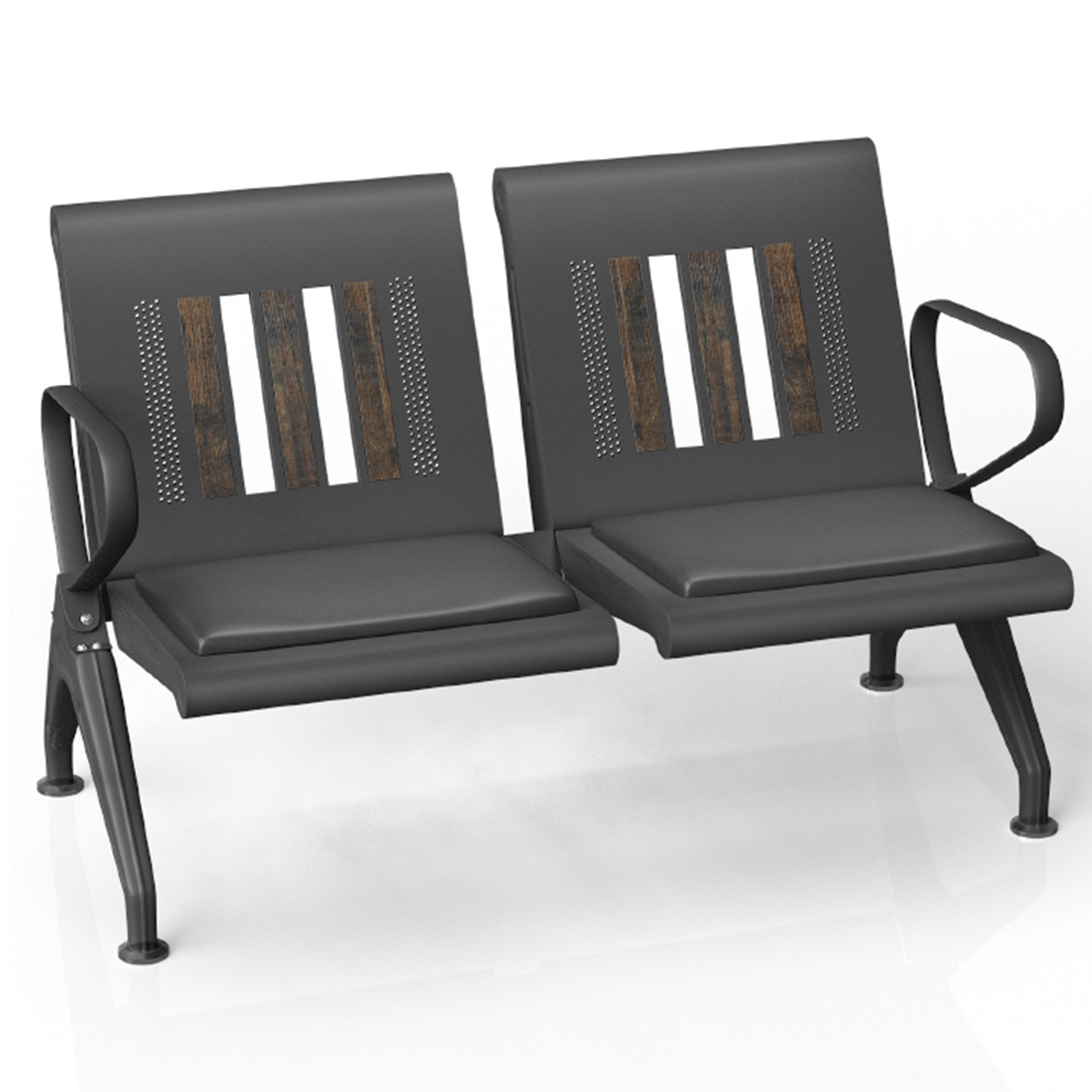 Heavy Duty Airport Waiting Chair Clinic Bench Office Reception Room Salon Black