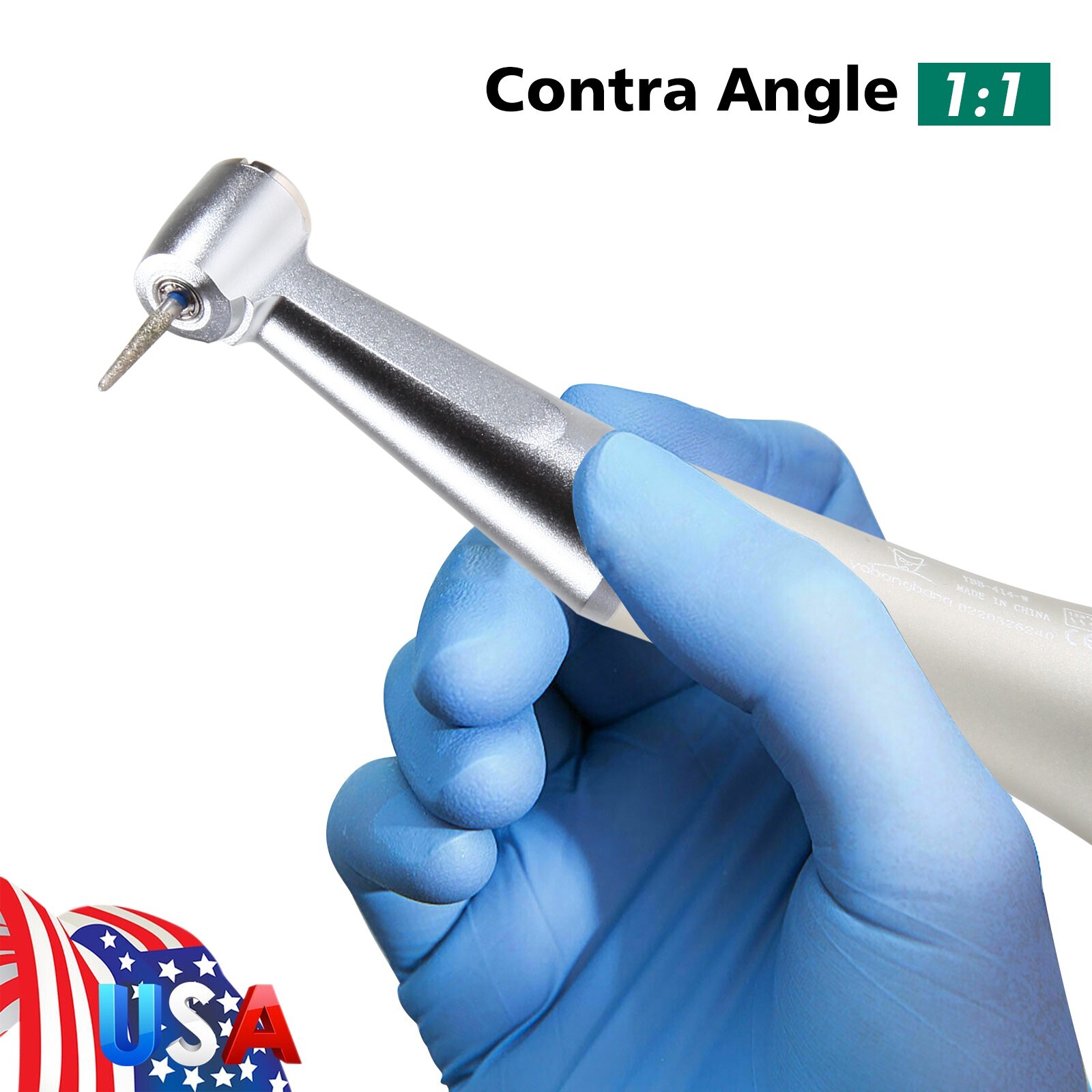 Dental Low Speed Handpiece Push Button Fit FG 1.6mm Burs Contra Angle