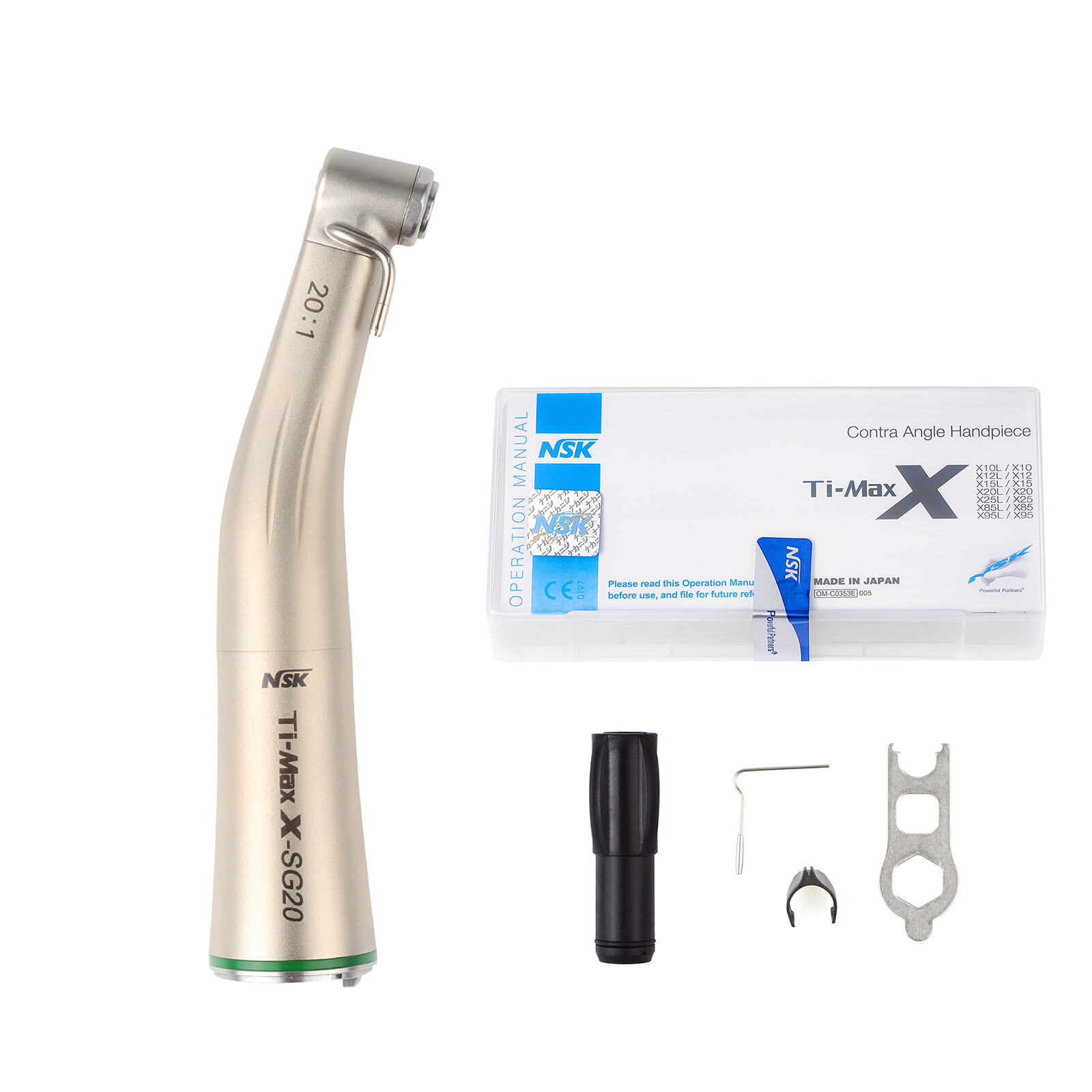 TI-Max Dental Implant 20:1 Contra Angle Handpiece Low Speed Green Ring X-SG20