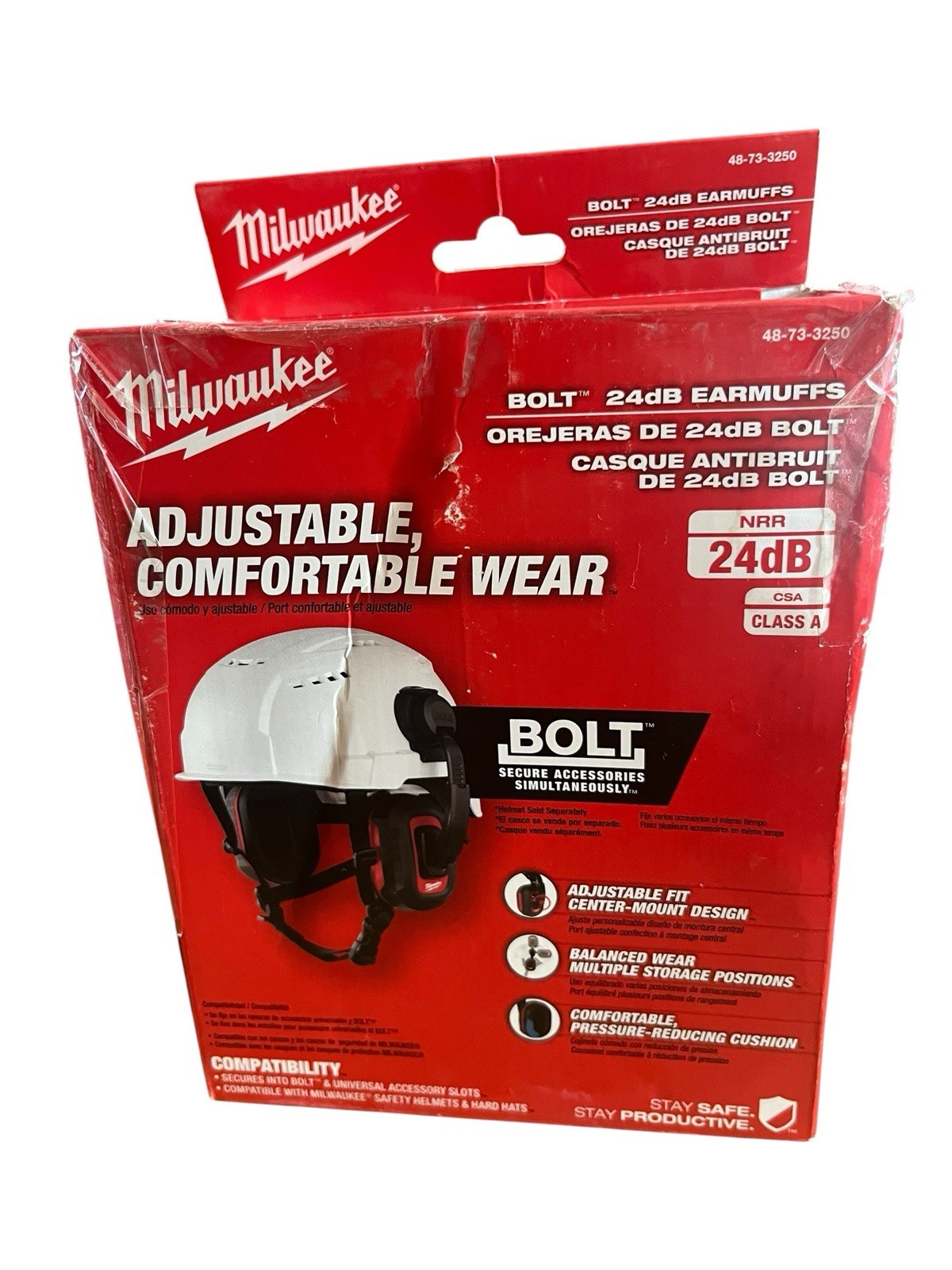 Milwaukee 48-73-3250 BOLT 24dB EARMUFFS, Use with Safety Helmets and Hard Hats