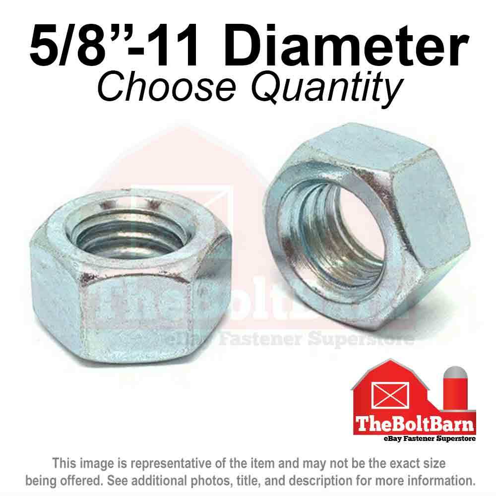 5/8″-11 Grade 5 Finished Hex Nuts Zinc Plated Coarse Thread (Pick Quantity)