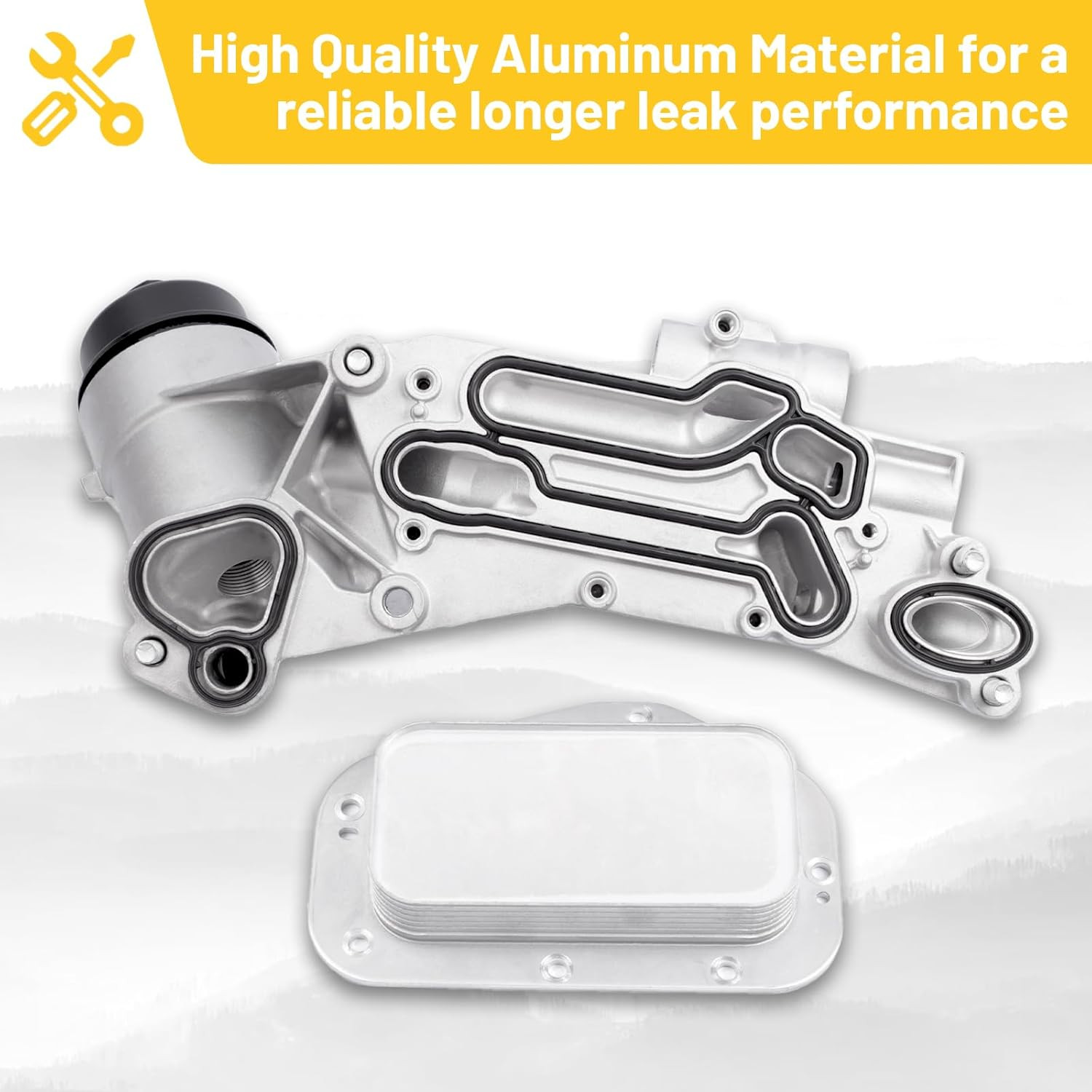 25199751 918-432 Engine Oil Cooler Filter Housing Assembly Adapter with Gasket,