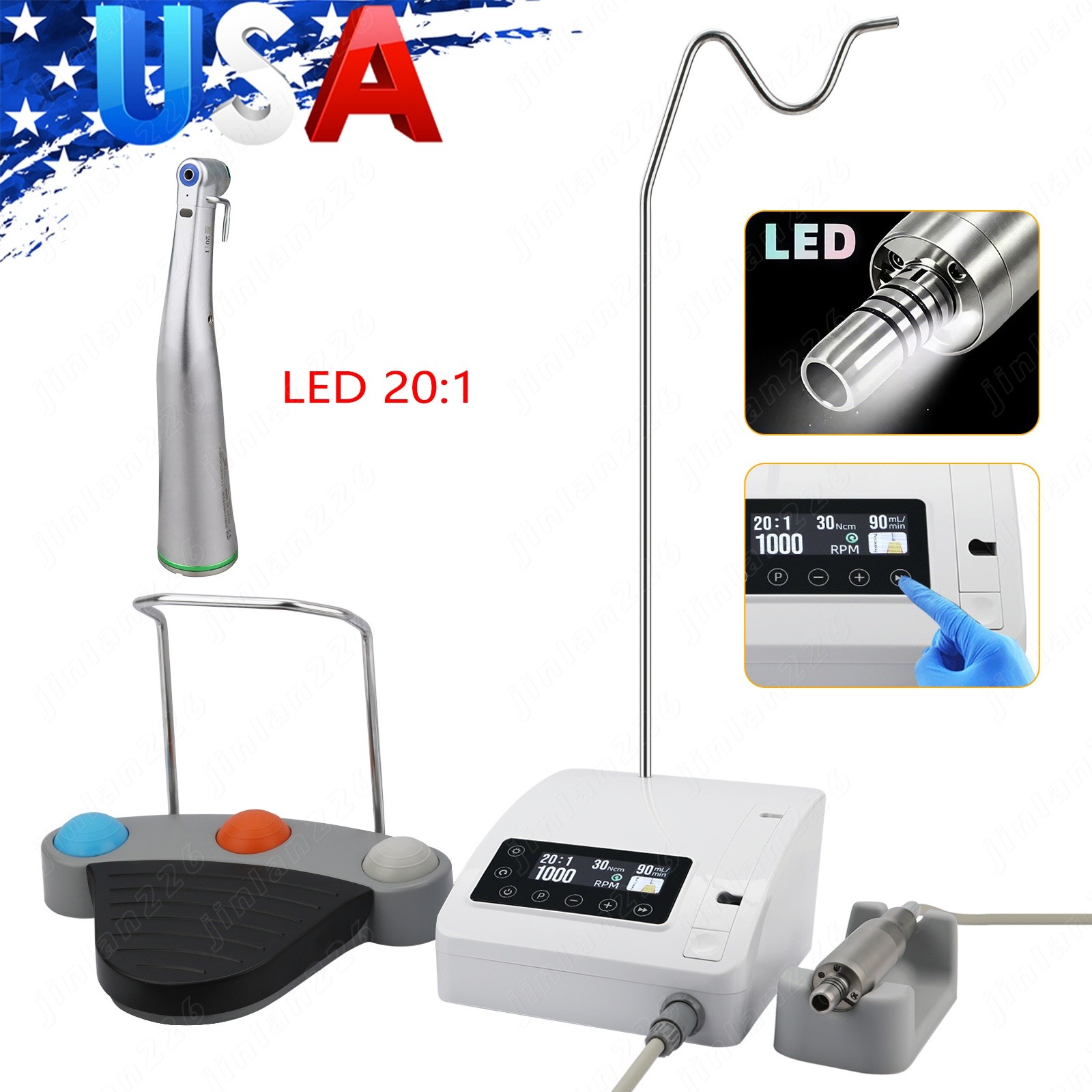 Mini Dental Implant Motor Surgical System Brushless Motor 20:1 LED Contra Angle
