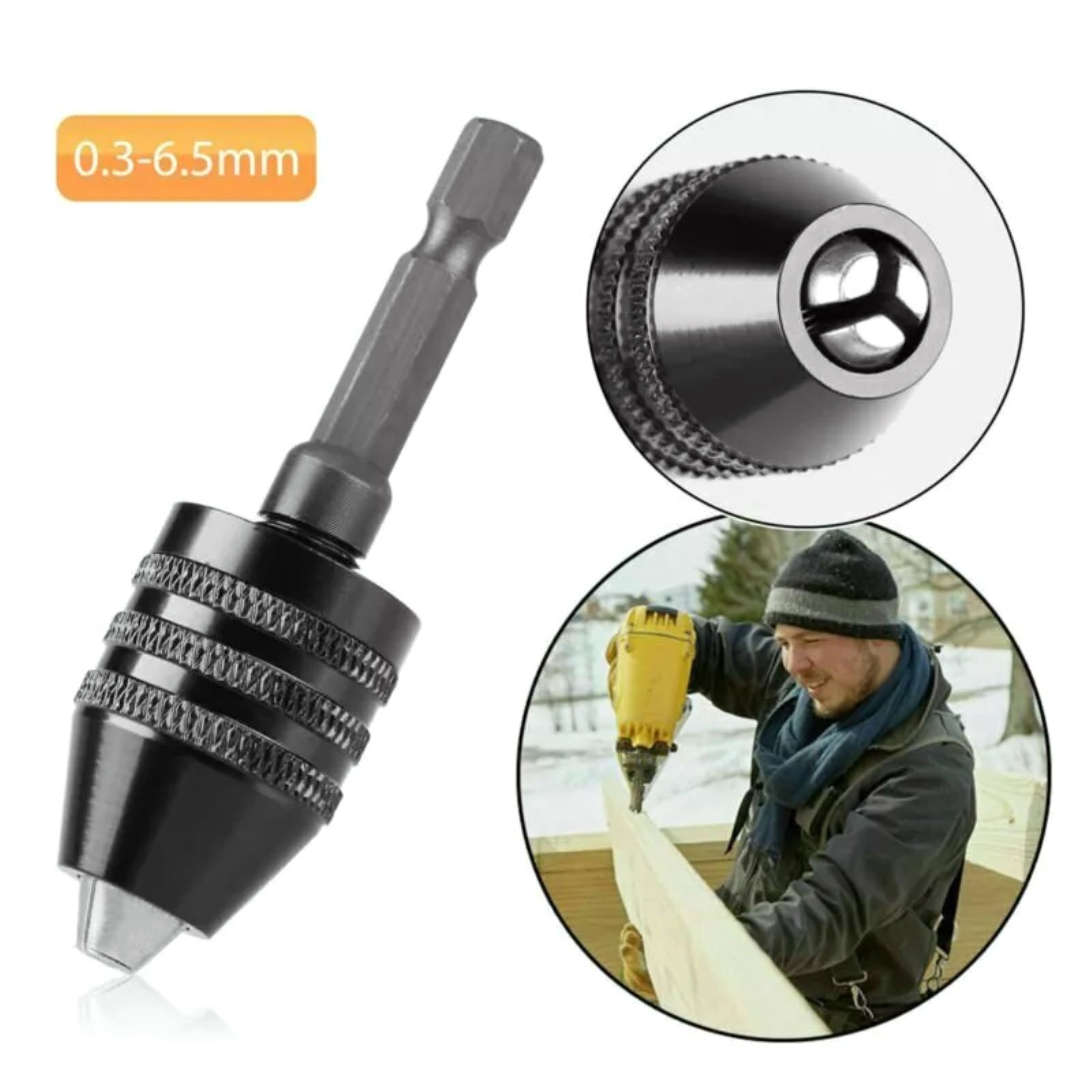 4Pcs 1/4″Hex Shank Keyless Drill Chuck Adapter Bit Quick Change Converter Driver