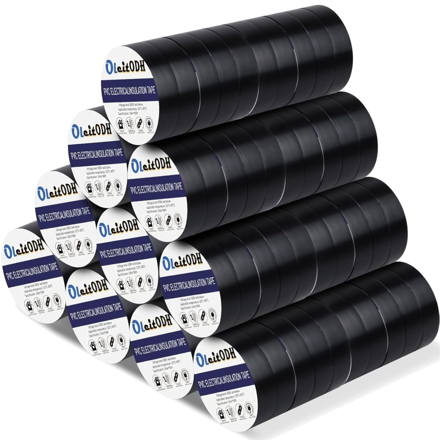 100 Rolls Black Electrical Tape Bulk 3/4 Inch x 66ft, Waterproof Vinyl Electr…