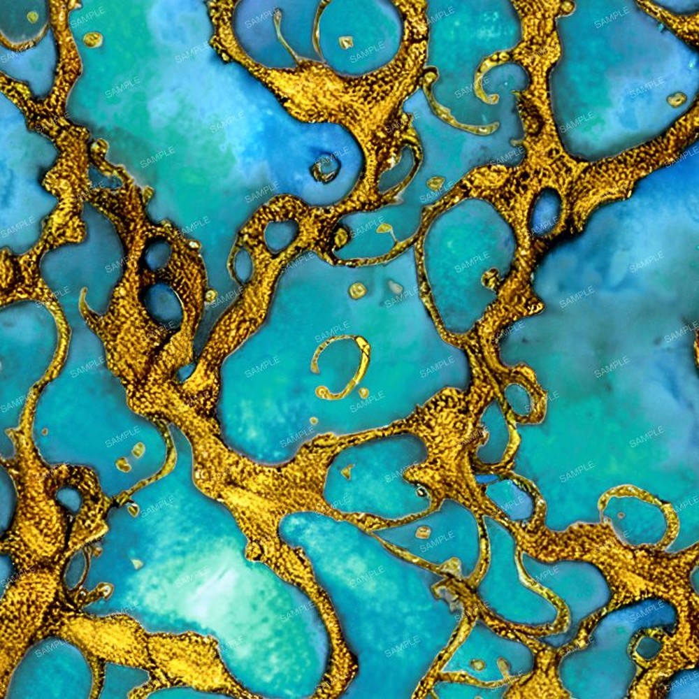 Gold Splashed Turquoise – 18″x46″ Hydrographic Film Hydro Dipping