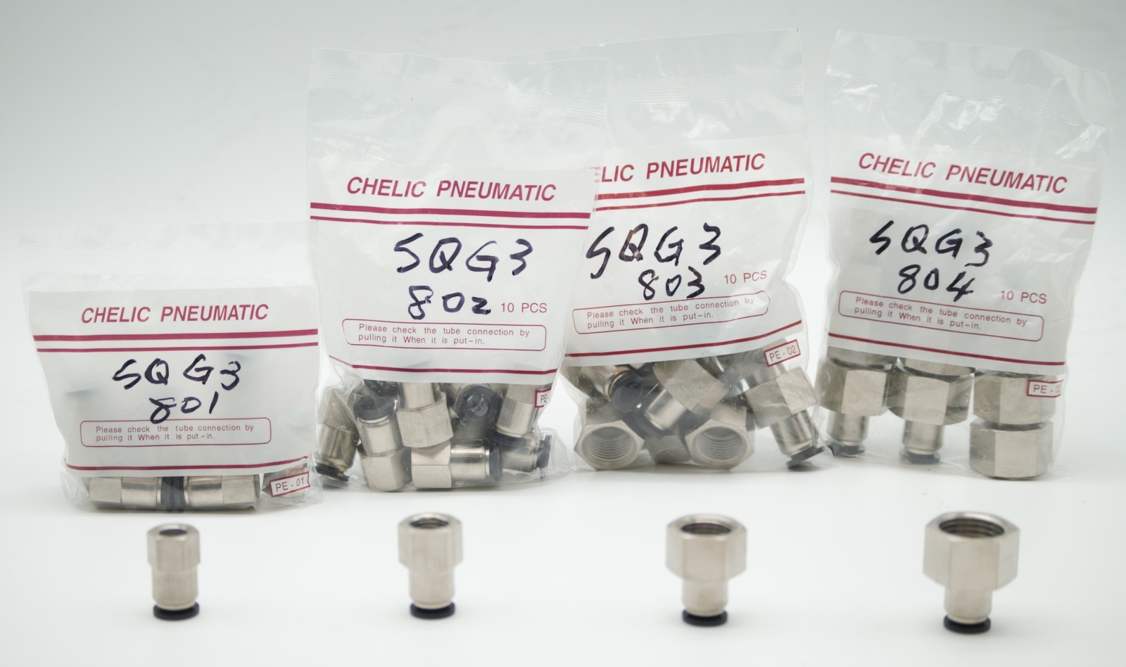 CHELIC SQG3 801 Ø08-1/8″ BSPT Female push to connector Fitting (10 PCS PER BAG)