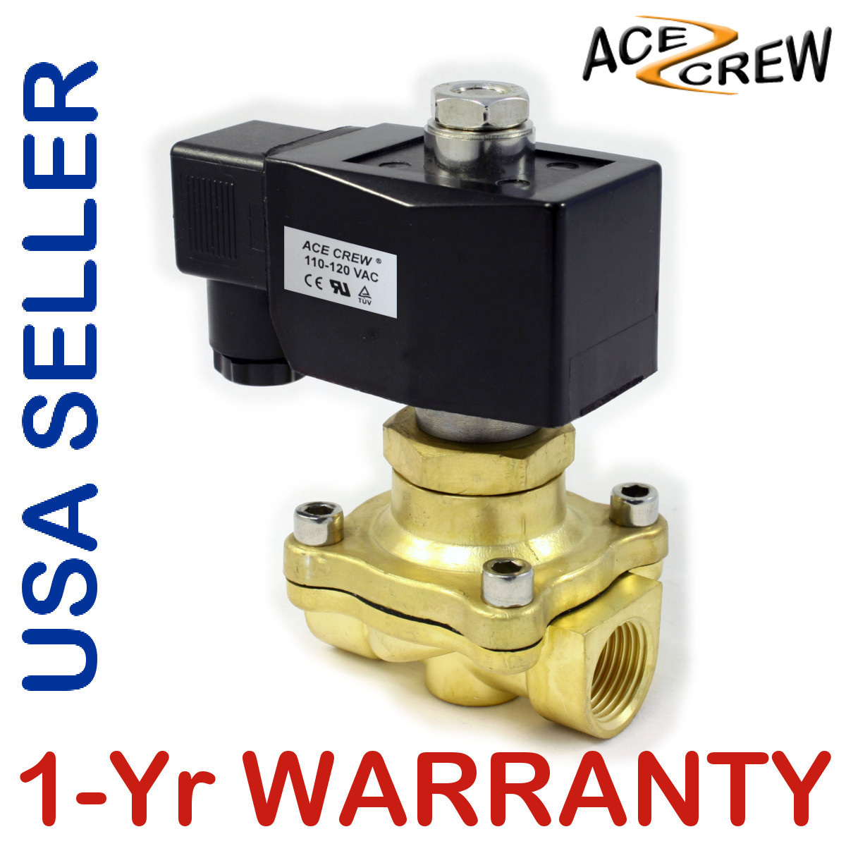 3/4 inch NORMALLY OPEN 110V-120V AC Brass Solenoid Valve NPT ONE-YEAR WARRANTY