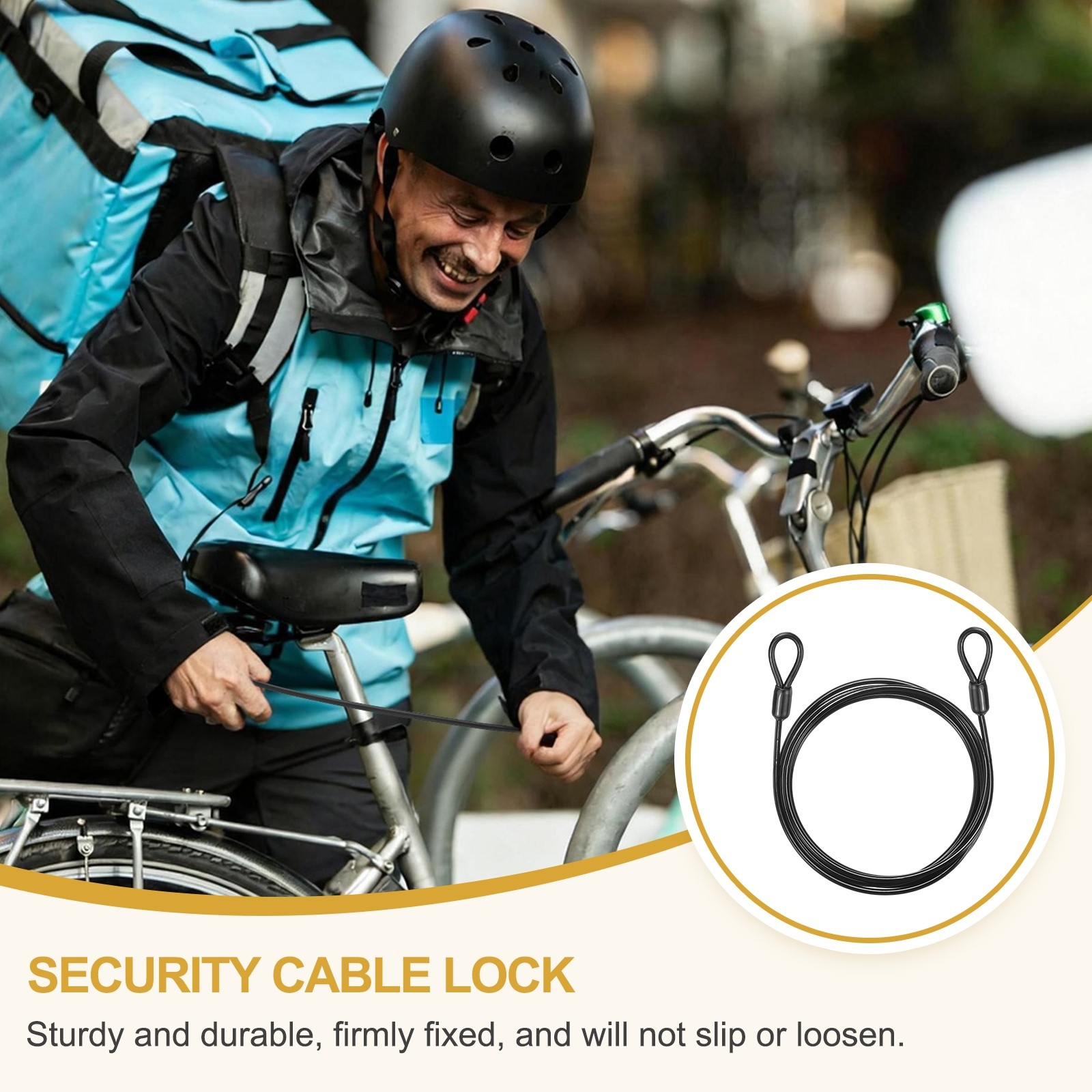 4pcs 1/8″ Dia 5.2ft Security Cable Lock Vinyl Coated Steel with Loops Black