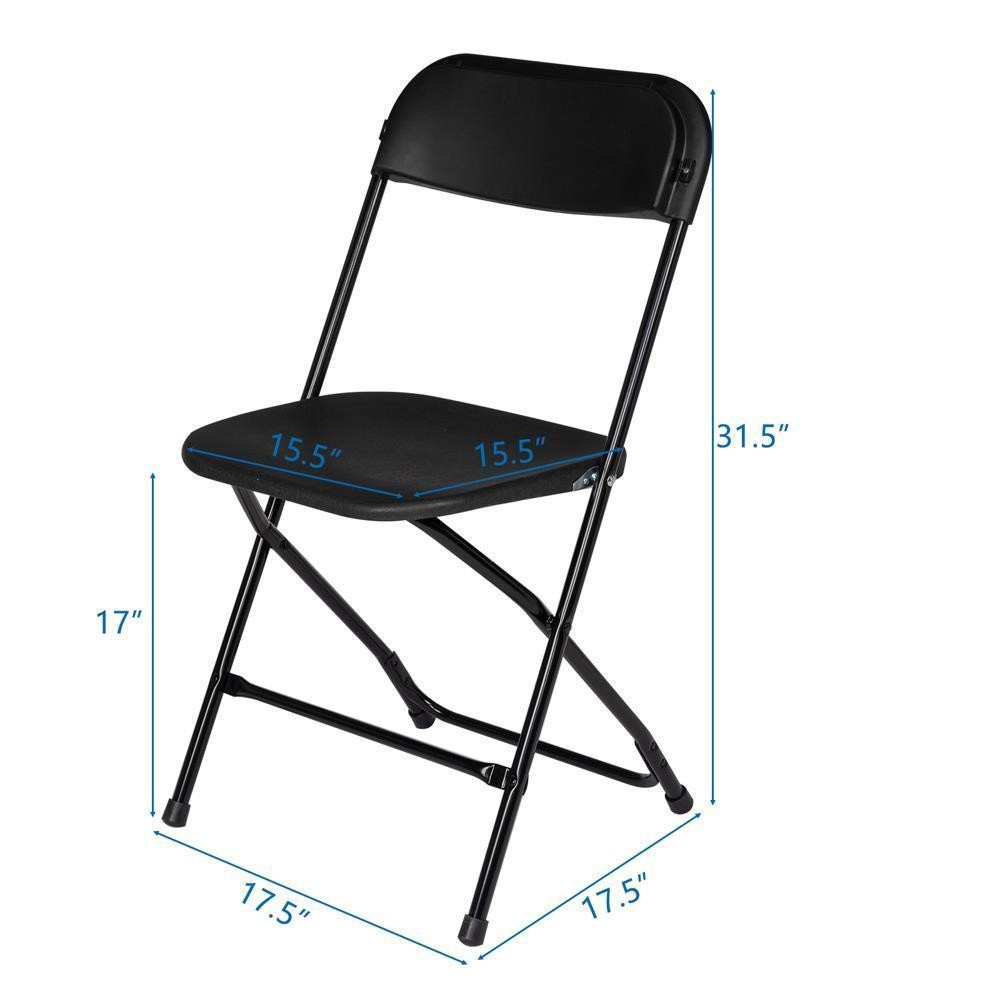 12 PCS Folding Plastic Chair Wedding Party Outdoor Indoor 360 LBS Capacity Black