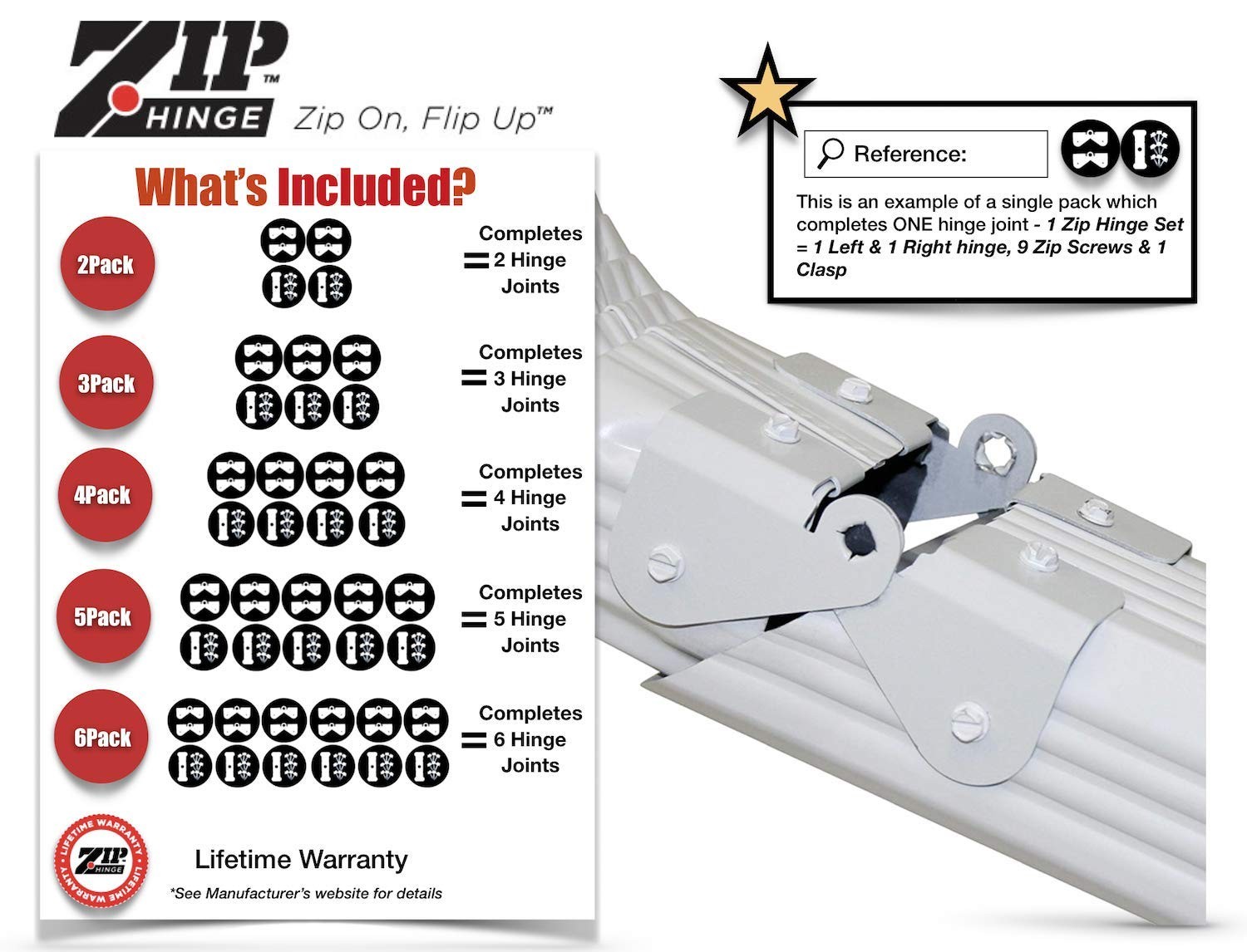 Zip Hinge – 3 Pack 2-6 Pack Set Downspout Gutter Hinge – Fits 2X3 3X4 5 Inch 6