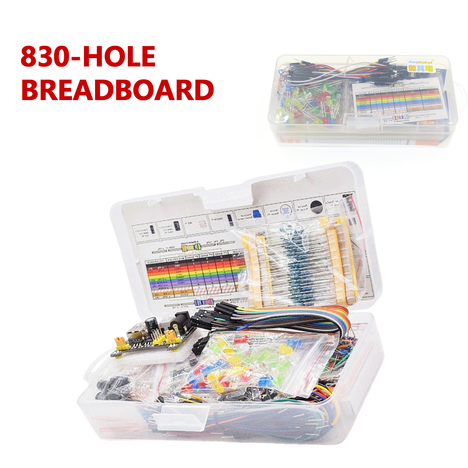 830Pcs DIY Electronic Starter Kit for Arduino UNO R3 with Breadboard & Componecq