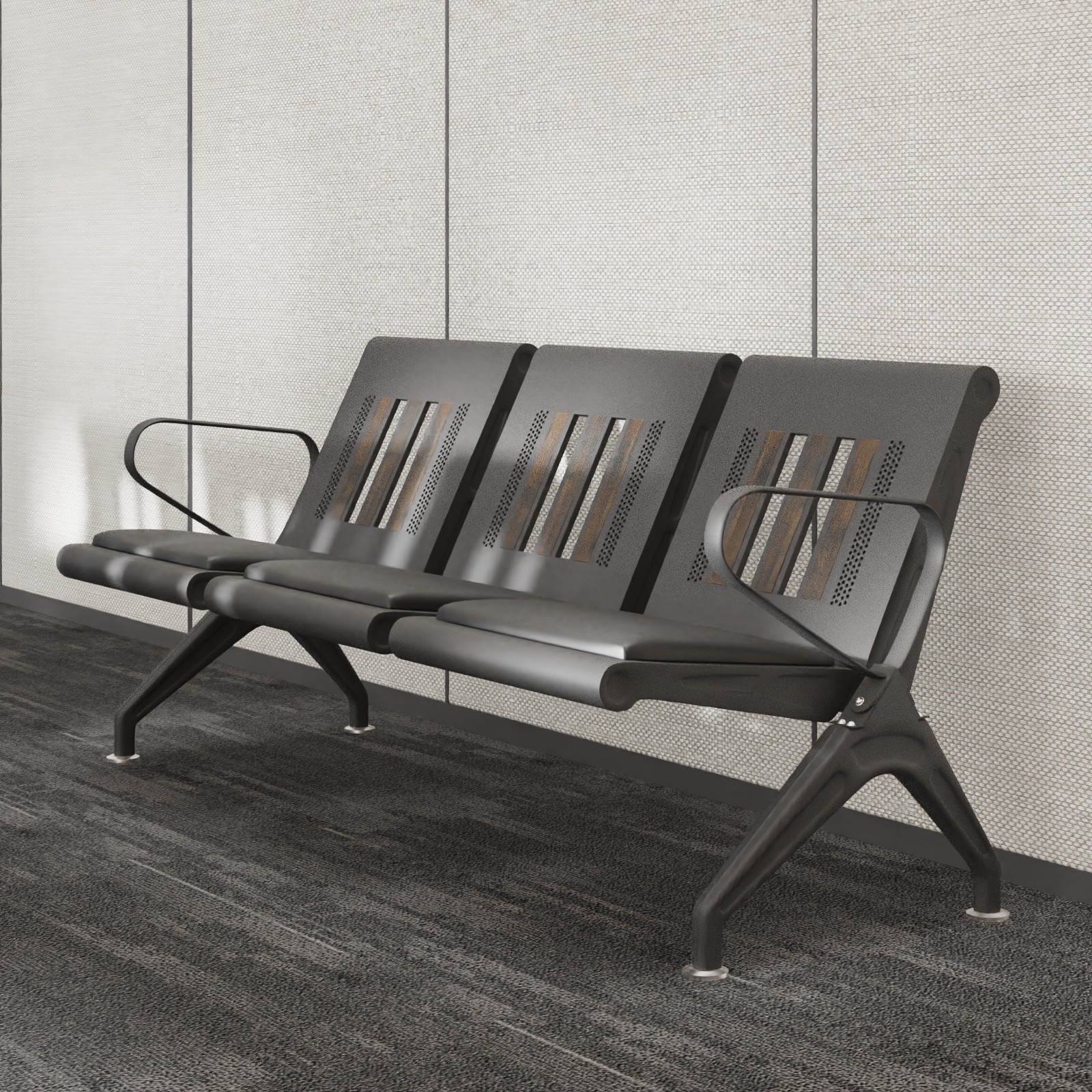 Heavy Duty Airport Waiting Chair Clinic Bench Office Reception Room Salon Black