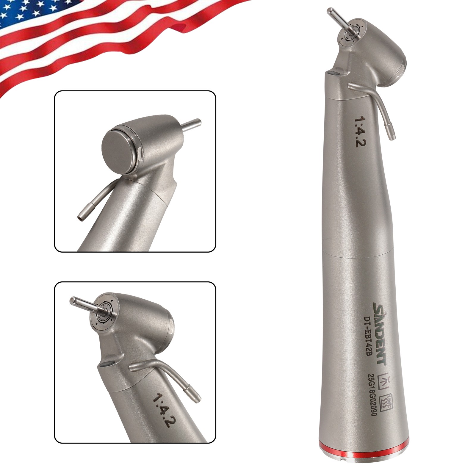 Dental Optic Fiber LED 1:4.2 Increasing Handpiece 45°Angle Head External Channel
