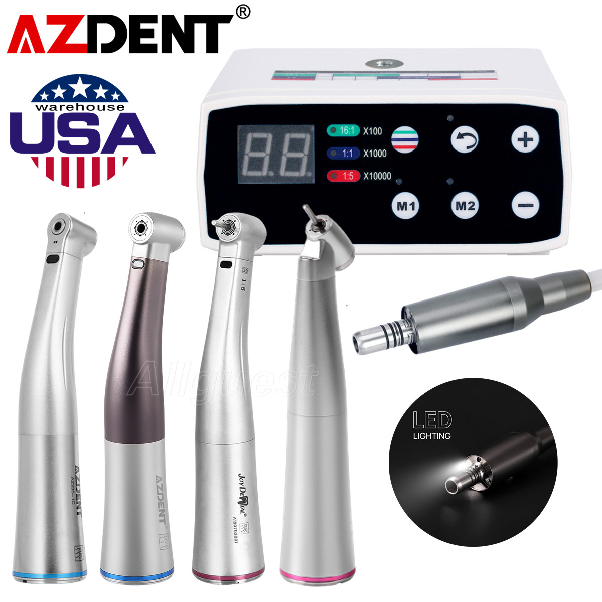 Dental Brushless LED Electric Micro Motor/1:5/1:1/1:4.2 Increasing Handpiece USA