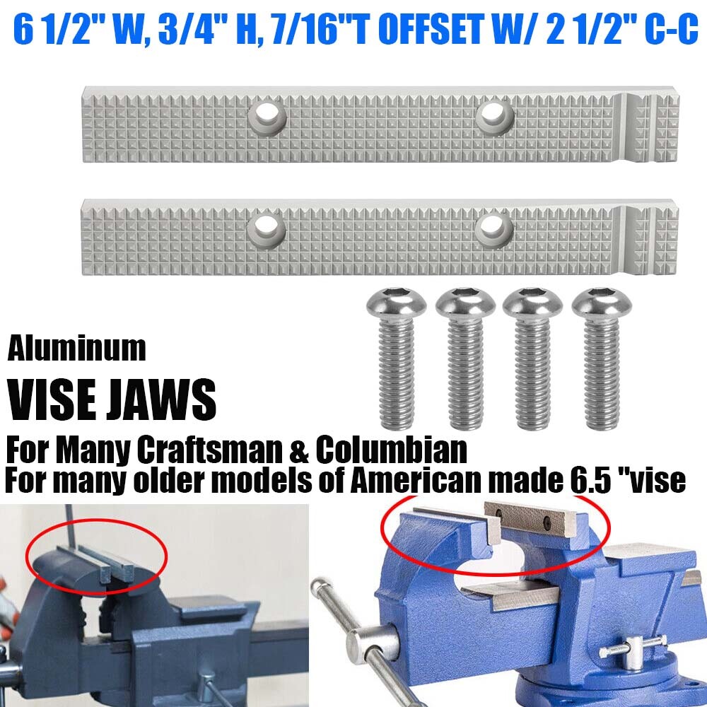 Vise Jaws Fits Many Older USA Models Reversible 6 1/2″ x 3/4″ x7/16″W/2 1/2″ C-C