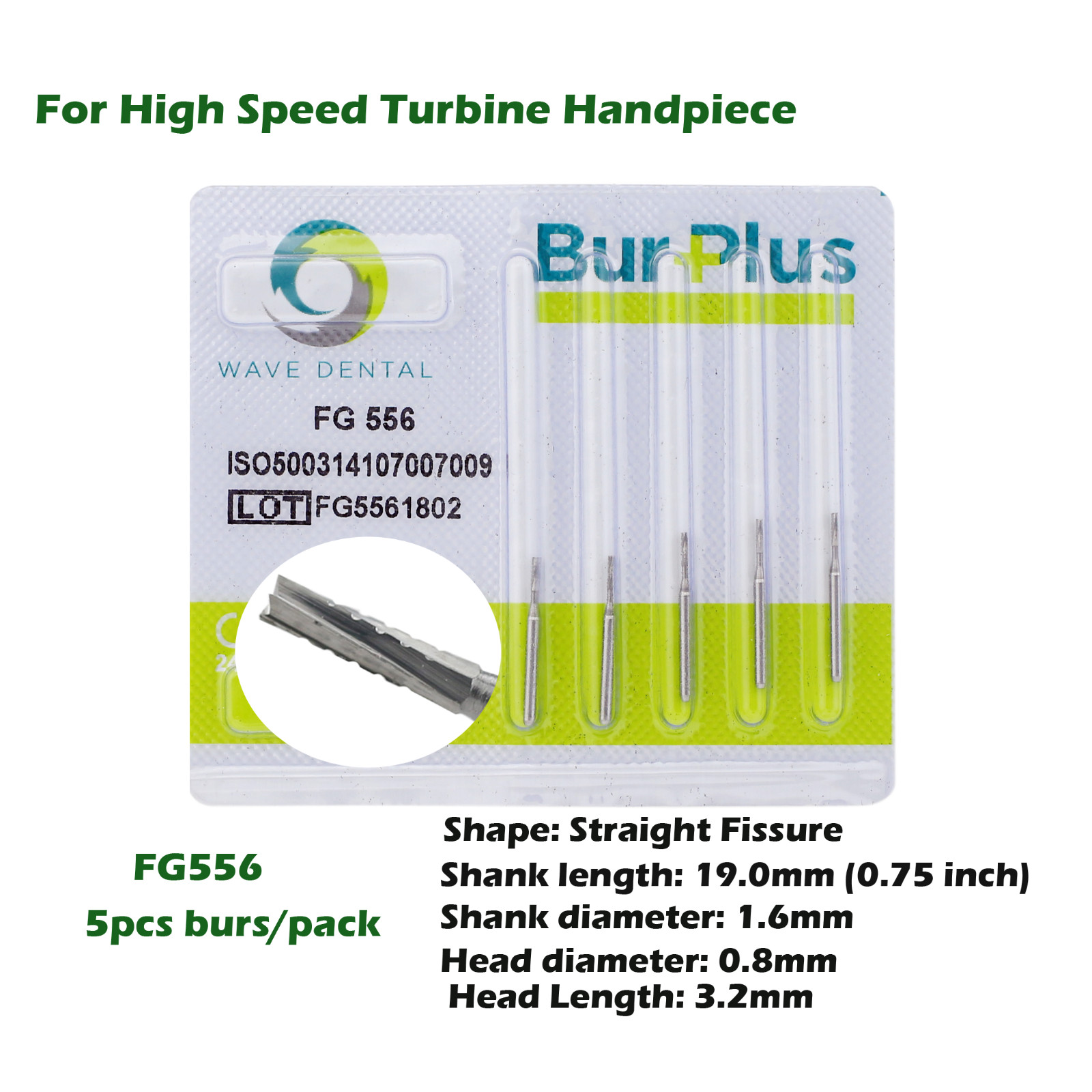 Dental Straight Fissure Carbide Burs FG Drill Bit FG 555 556 557 557L High Speed