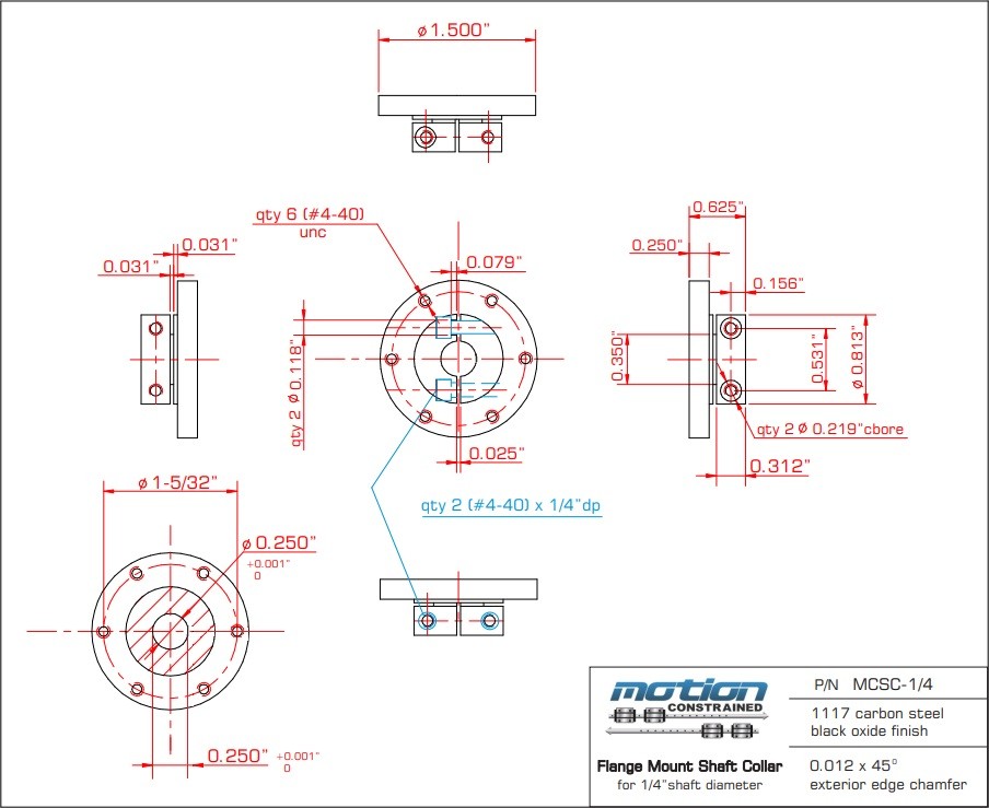Motion Constrained MCSC Flange / Hub Mount Shaft Collar Couplings