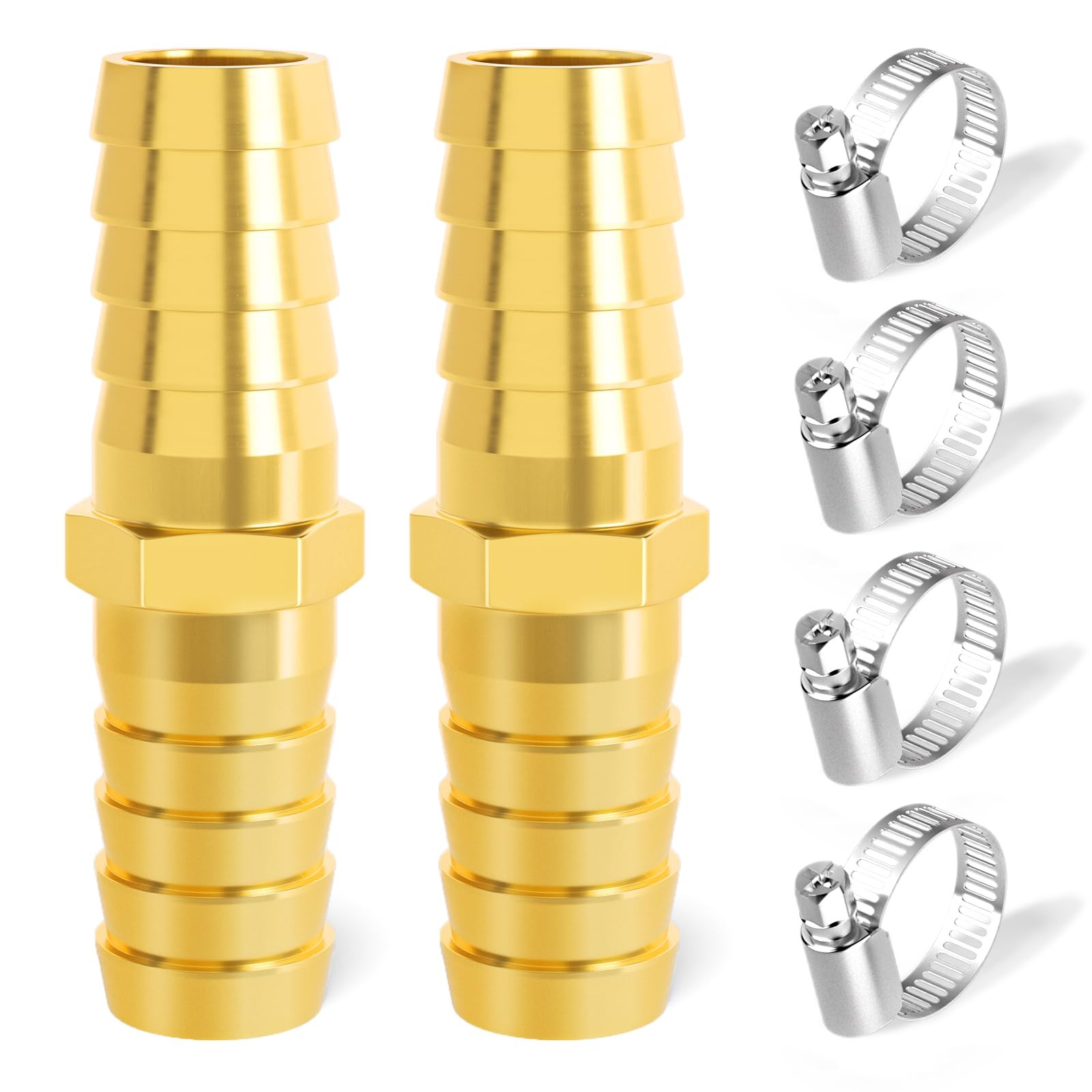 2 Pieces Brass Hose Barb Reducer 1/2 Inch To 1/2 Inch Barb Hose Id With 4 Hose C