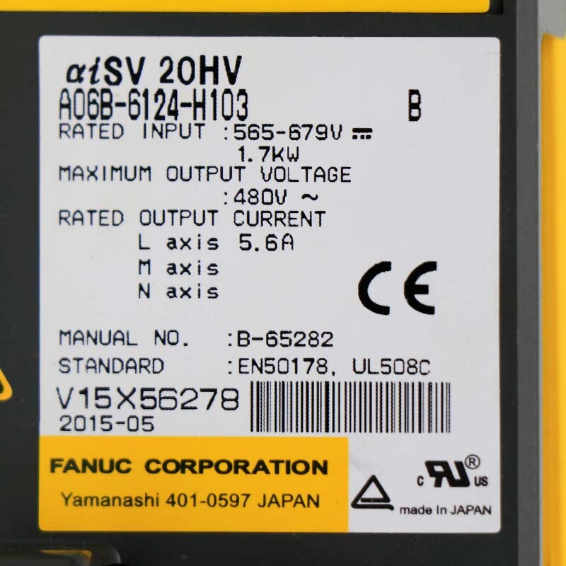 24h Shipping USED FANUC A06B-6124-H103 ai-B Spindle Drive Tested Good Condition