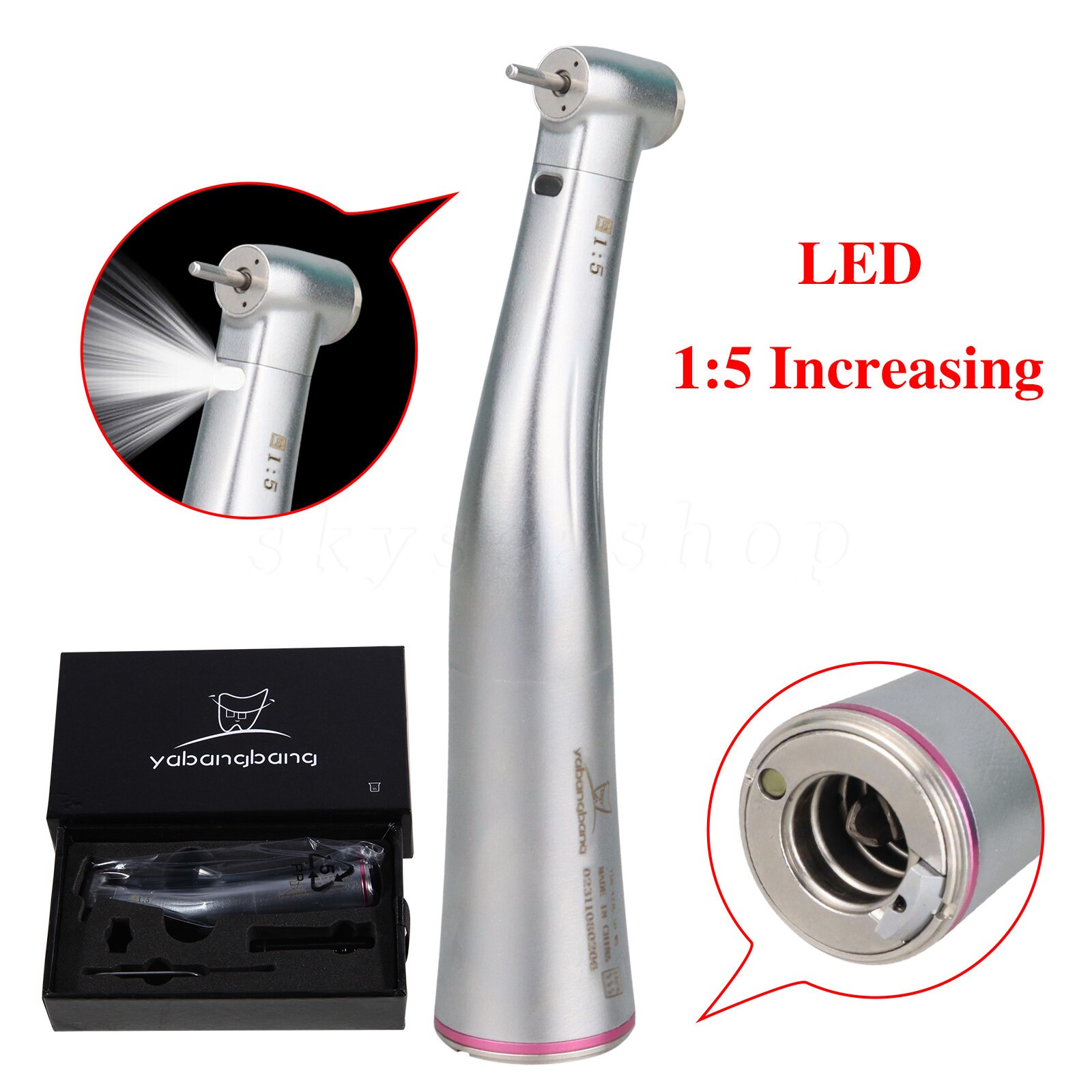 1:5 Electric Dental Increasing Contra Angle (LED) Handpiece Fit NSK E-type motor