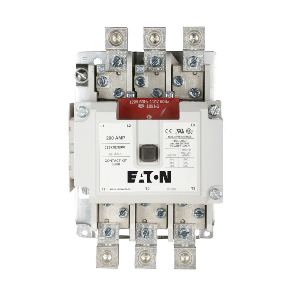 C25KNE3200A Eaton / Cutler Hammer IEC Contactor 200A Coil 110-120VAC- New