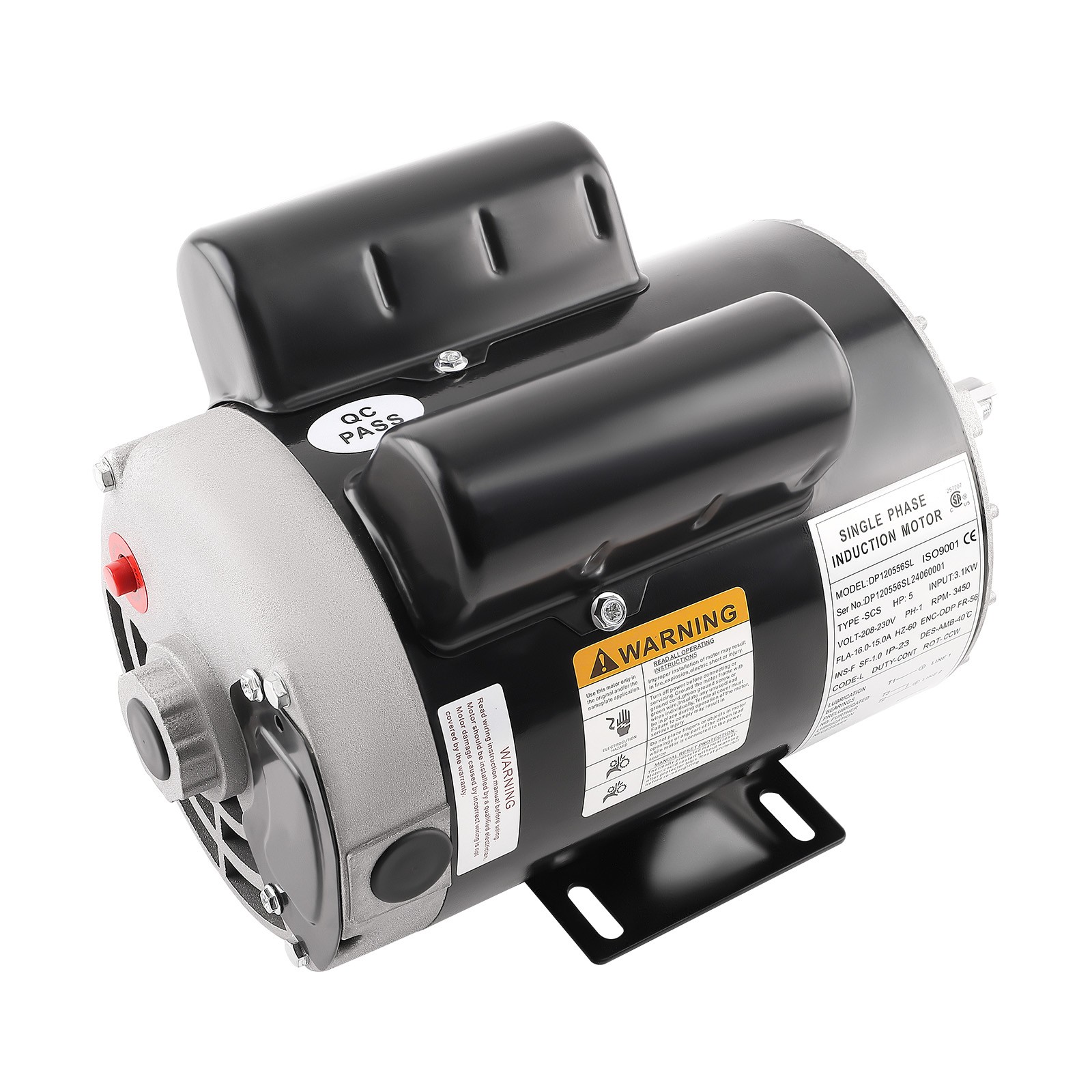 5HP SPL Air Compressor Electric Motor 3450 RPM 56 Frame 5/8″ Keyed Shaft ODP