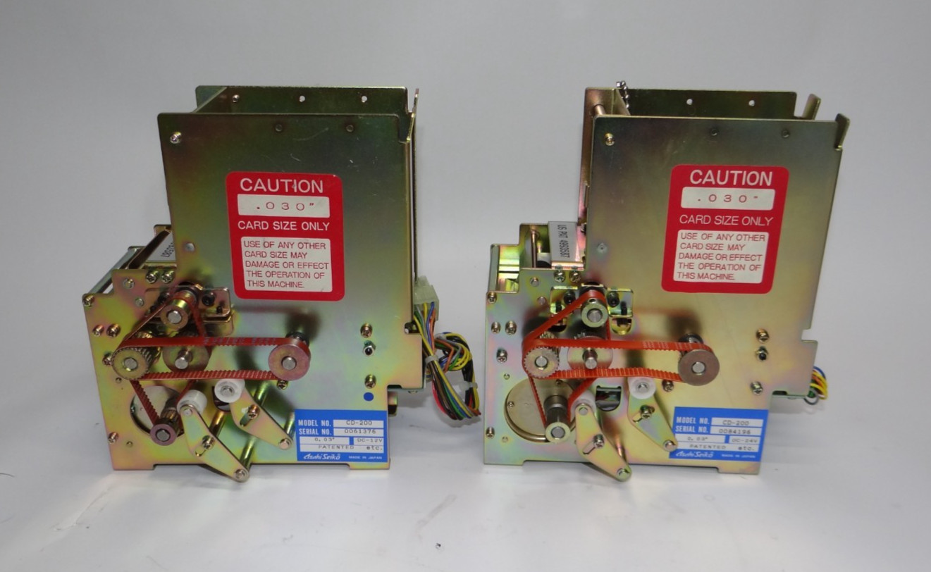 Lot of (2) Asahi Seiko CD-200 Credit/Debit Card Dispenser 12V 24V DC – Untested