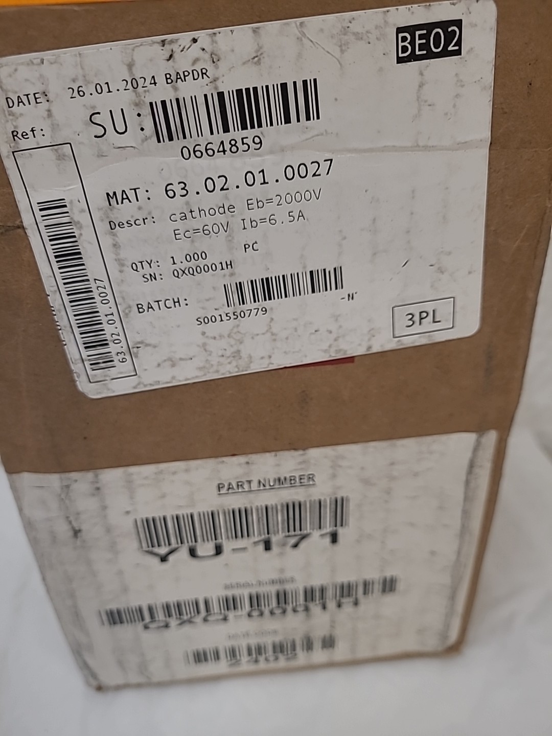 CPI Cathode Eb=2000V, Ec=60V, Ib=6.5A, Part Number YU-171