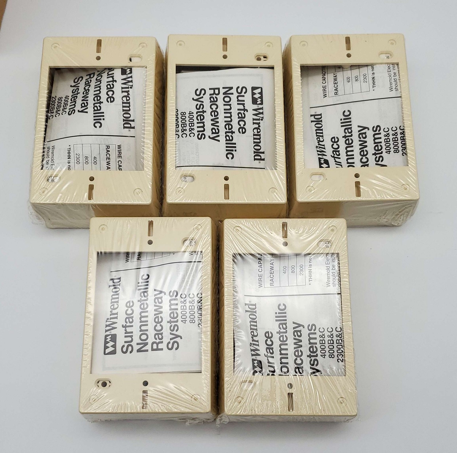 5x Legrand 2348 Nonmetallic Device Boxes Ivory Single Gang 4.75″L x 3″W x 1.75″D