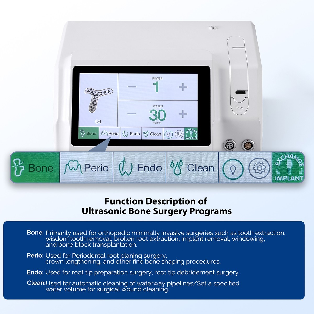 AZDENT Dental Piezo Bone Surgery & Implant Motor 2 IN 1 Bone Cutter Touch Screen