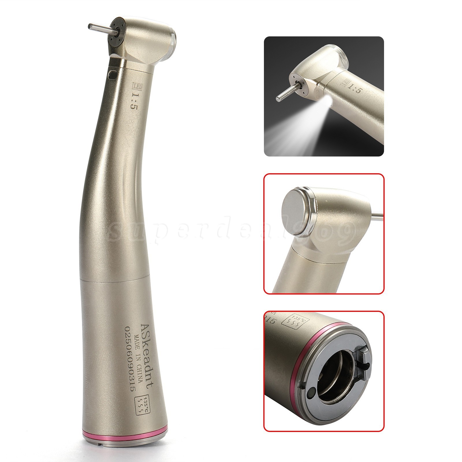 Dental 1:5 LED Contra Angle Low Speed Handpiece Increasing Inner Channel For NSK