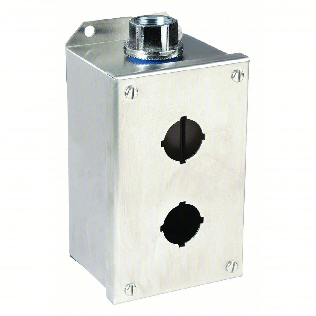 Schneider Electric 9001KYSS2, 304 Stainless Steel Pushbutton Enclosure, 2 Holes